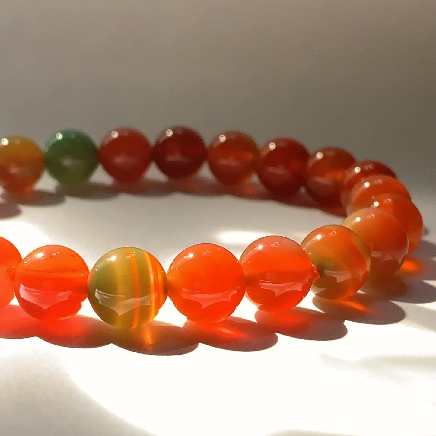 Red Agate Stretch Bracelet: AAA Grade Gemstone, Handmade in USA