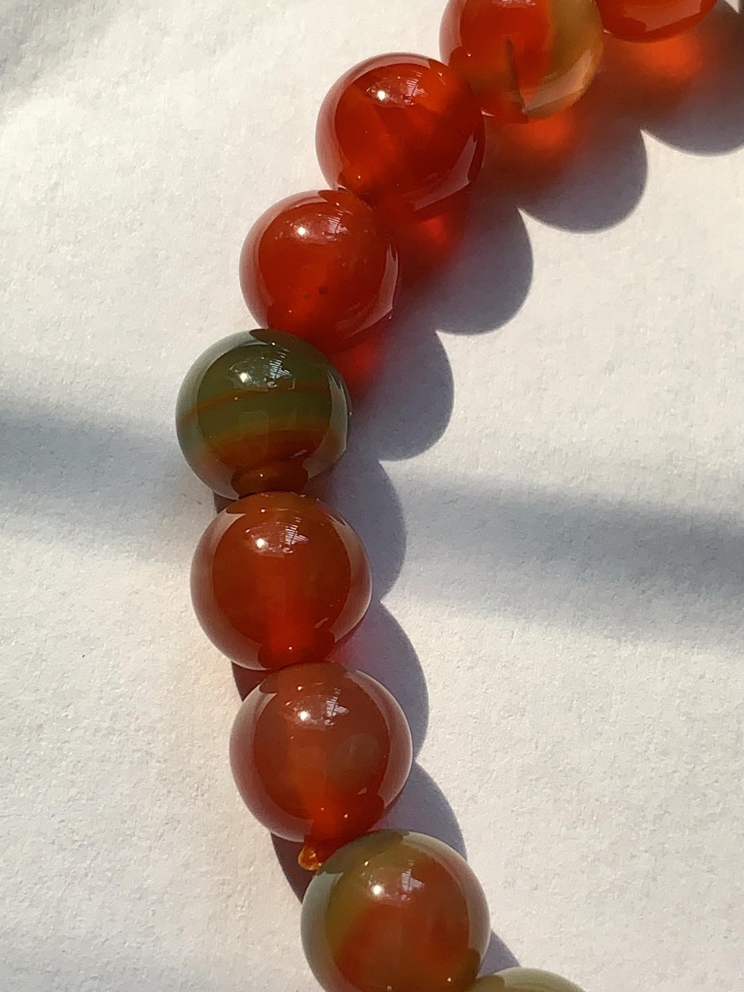 Red Agate Stretch Bracelet: AAA Grade Gemstone, Handmade in USA