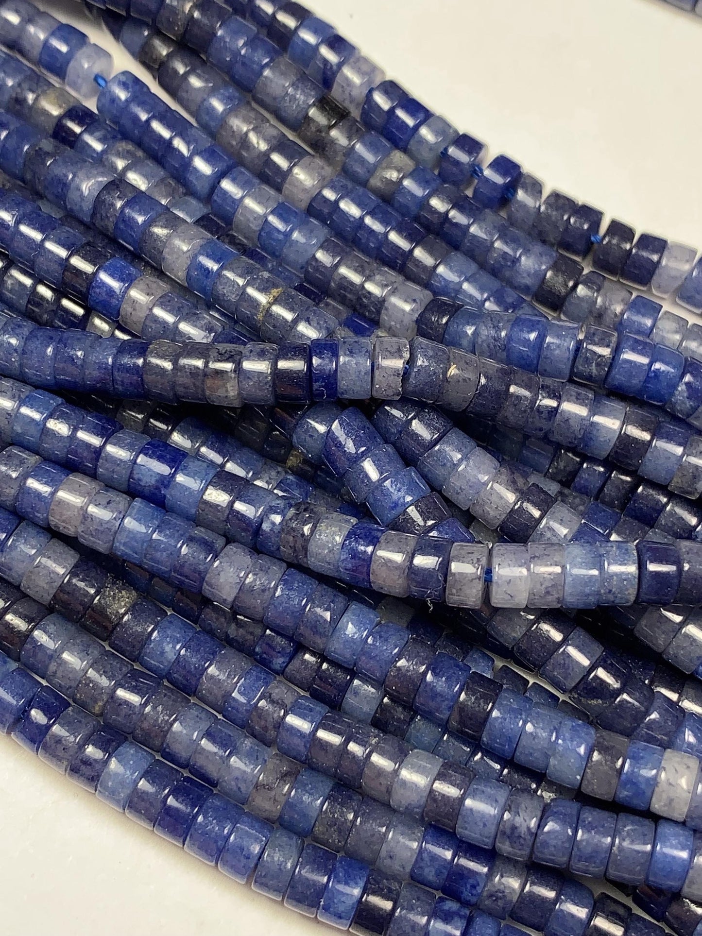 2x4mm Natural Blue Aventurine Heishi Disc Beads 15 Strand