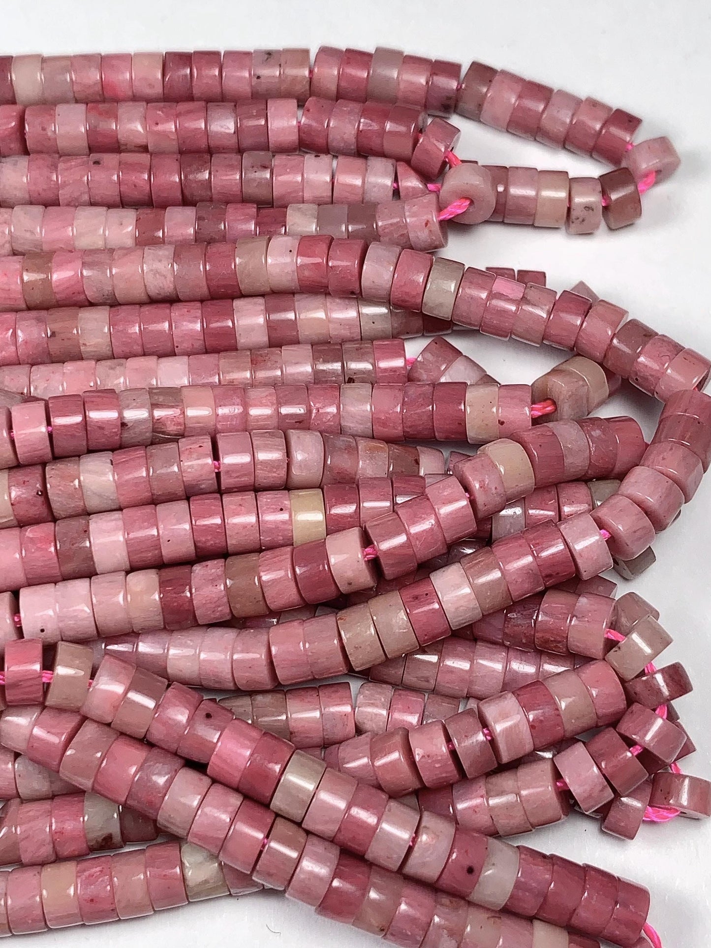 2x4mm Good Color Natural Pink Rhodonite Heishi Disc Beads 15.5" Strand