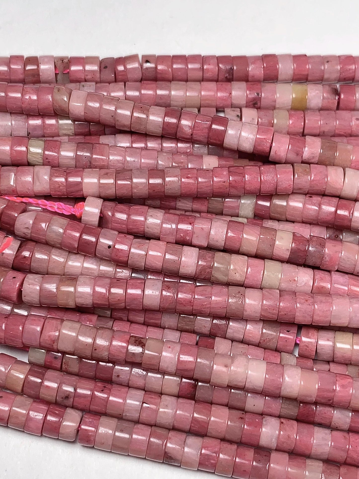 2x4mm Good Color Natural Pink Rhodonite Heishi Disc Beads 15.5" Strand