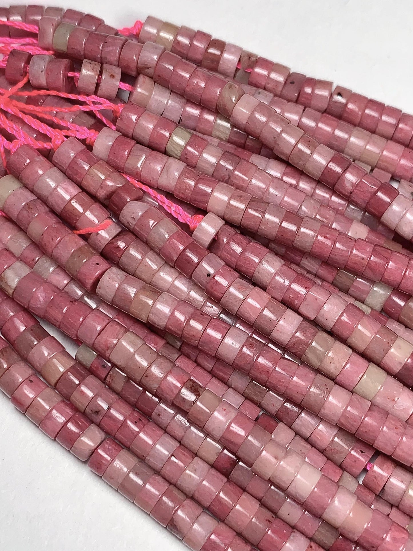 2x4mm Good Color Natural Pink Rhodonite Heishi Disc Beads 15.5" Strand