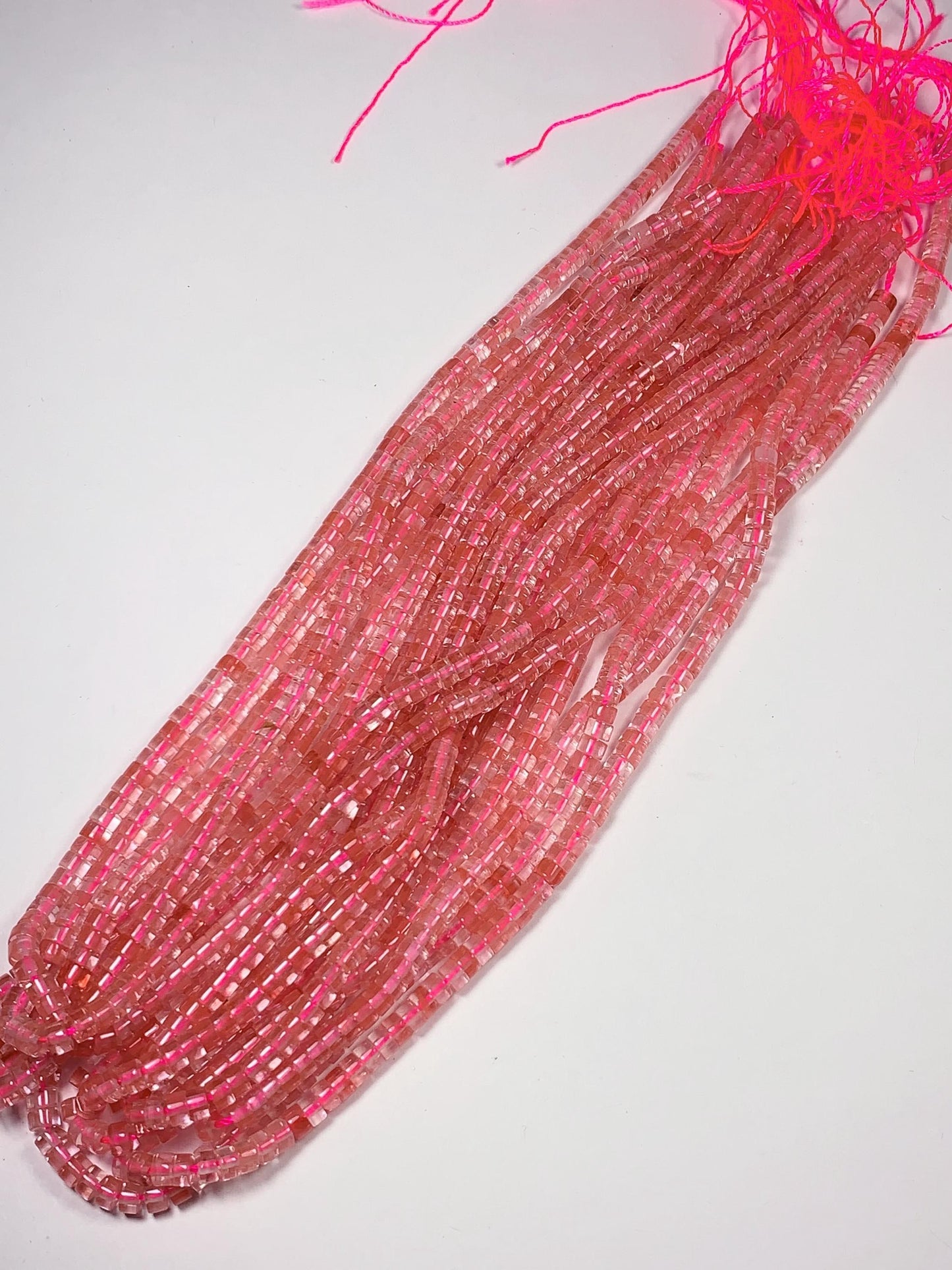 2x4mm Red Watermelon Quartz Heishi Disc Beads Strand 15"