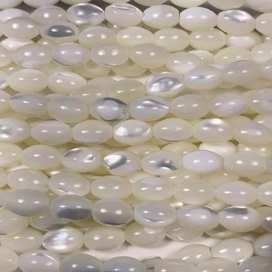 5x8mm AAA  Natural White Mother of pearl Shell Rice Shape Beads 15Strand