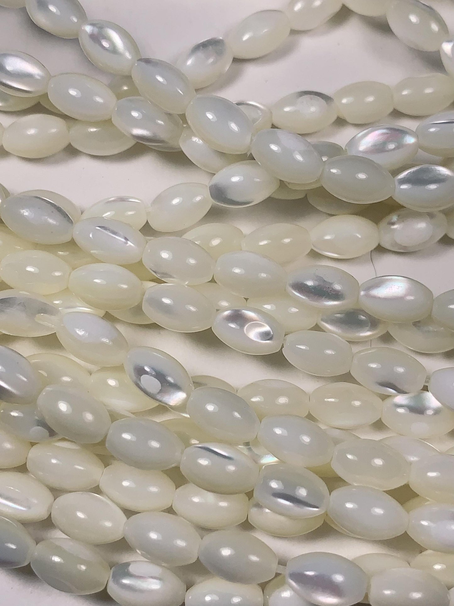 5x8mm AAA  Natural White Mother of pearl Shell Rice Shape Beads 15Strand
