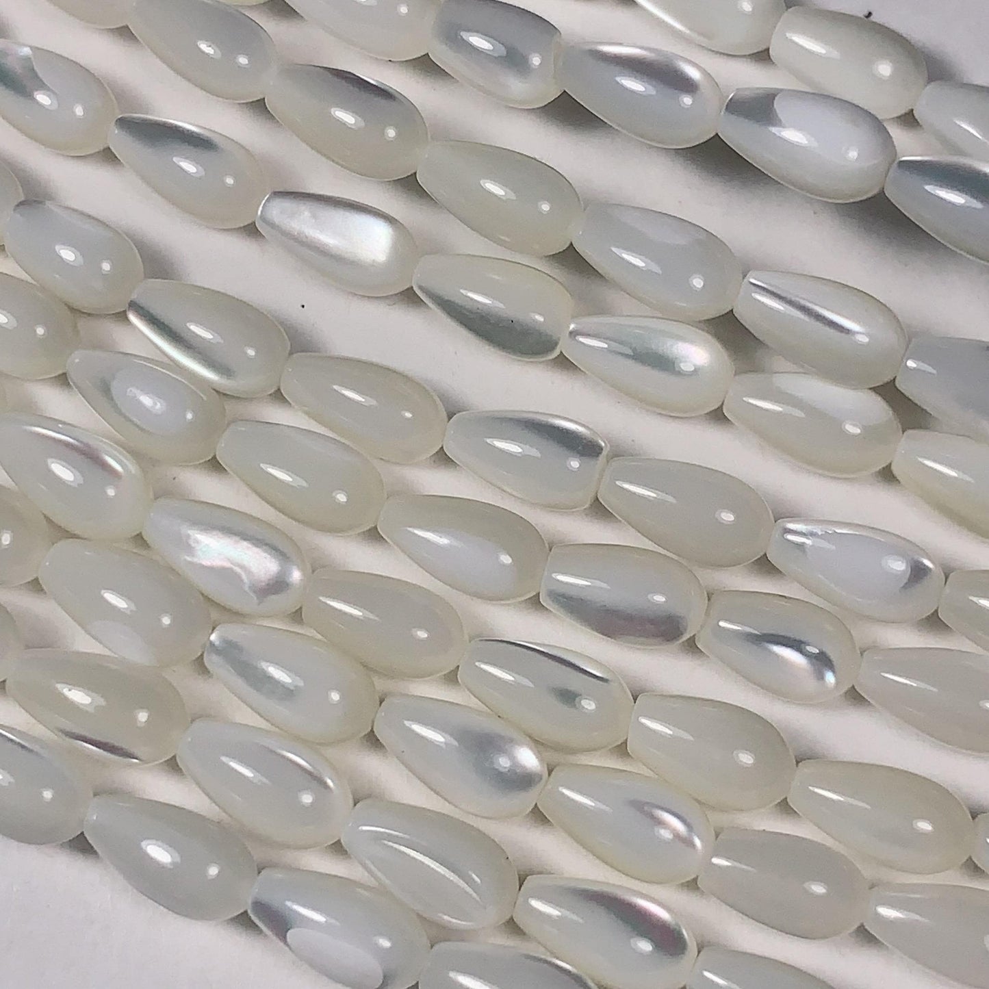 5x8mm Genuine Natural White Mother of pearl Shell Drop Shape Beads 15Strand