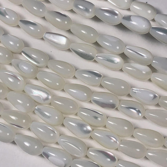 5x8mm Genuine Natural White Mother of pearl Shell Drop Shape Beads 15Strand