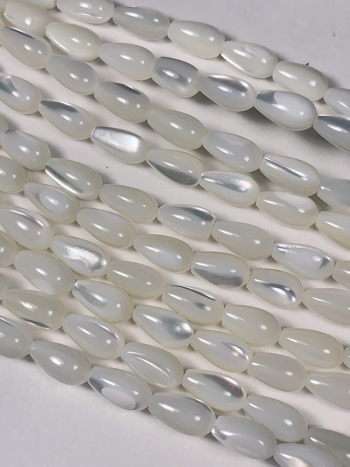 5x8mm Genuine Natural White Mother of pearl Shell Drop Shape Beads 15Strand