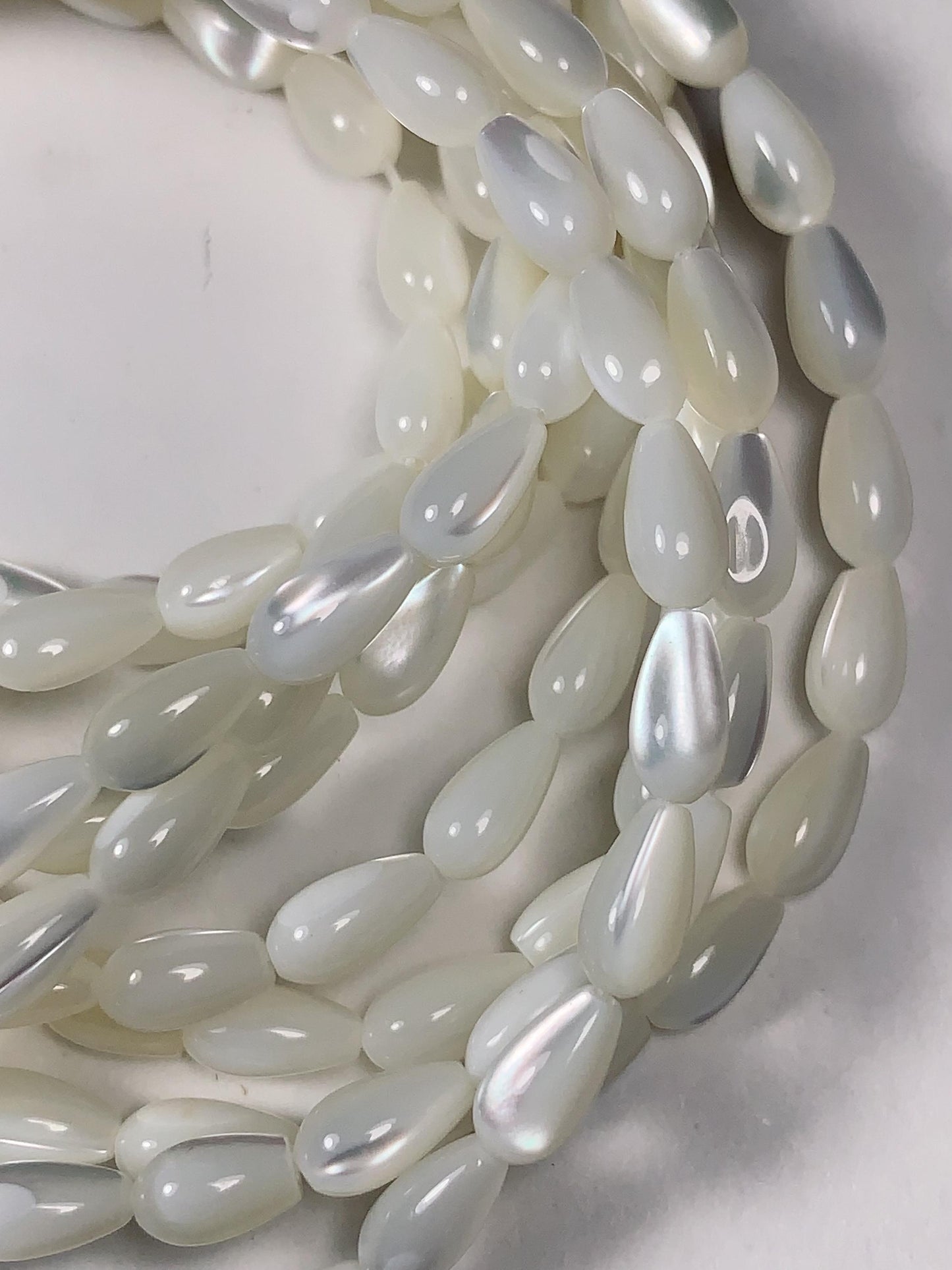 5x8mm Genuine Natural White Mother of pearl Shell Drop Shape Beads 15Strand