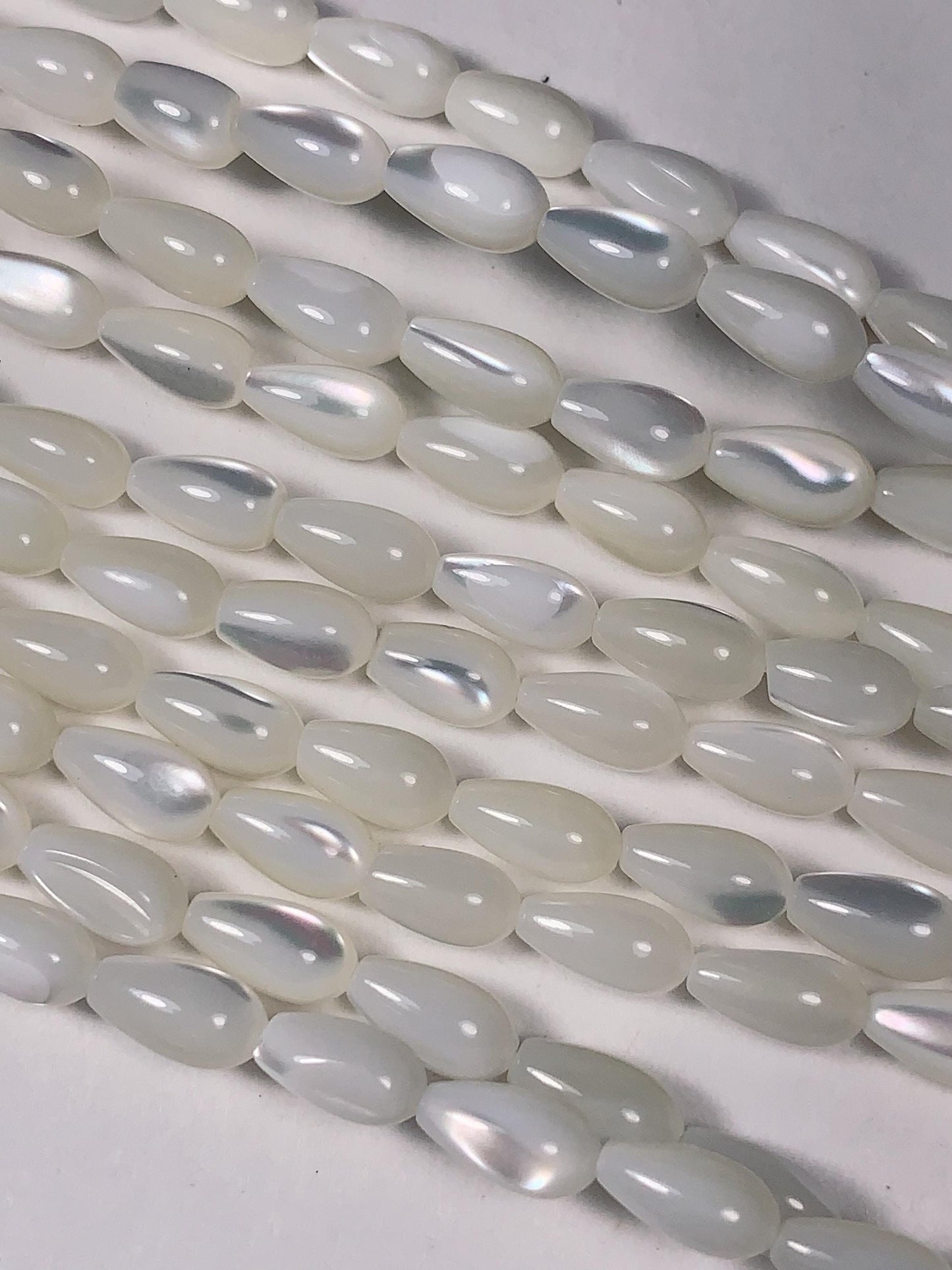 5x8mm Genuine Natural White Mother of pearl Shell Drop Shape Beads 15Strand