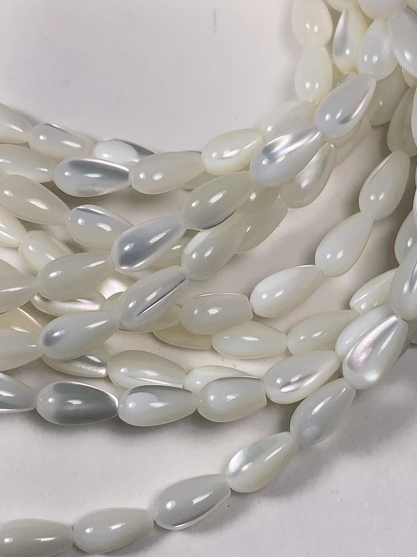 5x8mm Genuine Natural White Mother of pearl Shell Drop Shape Beads 15Strand