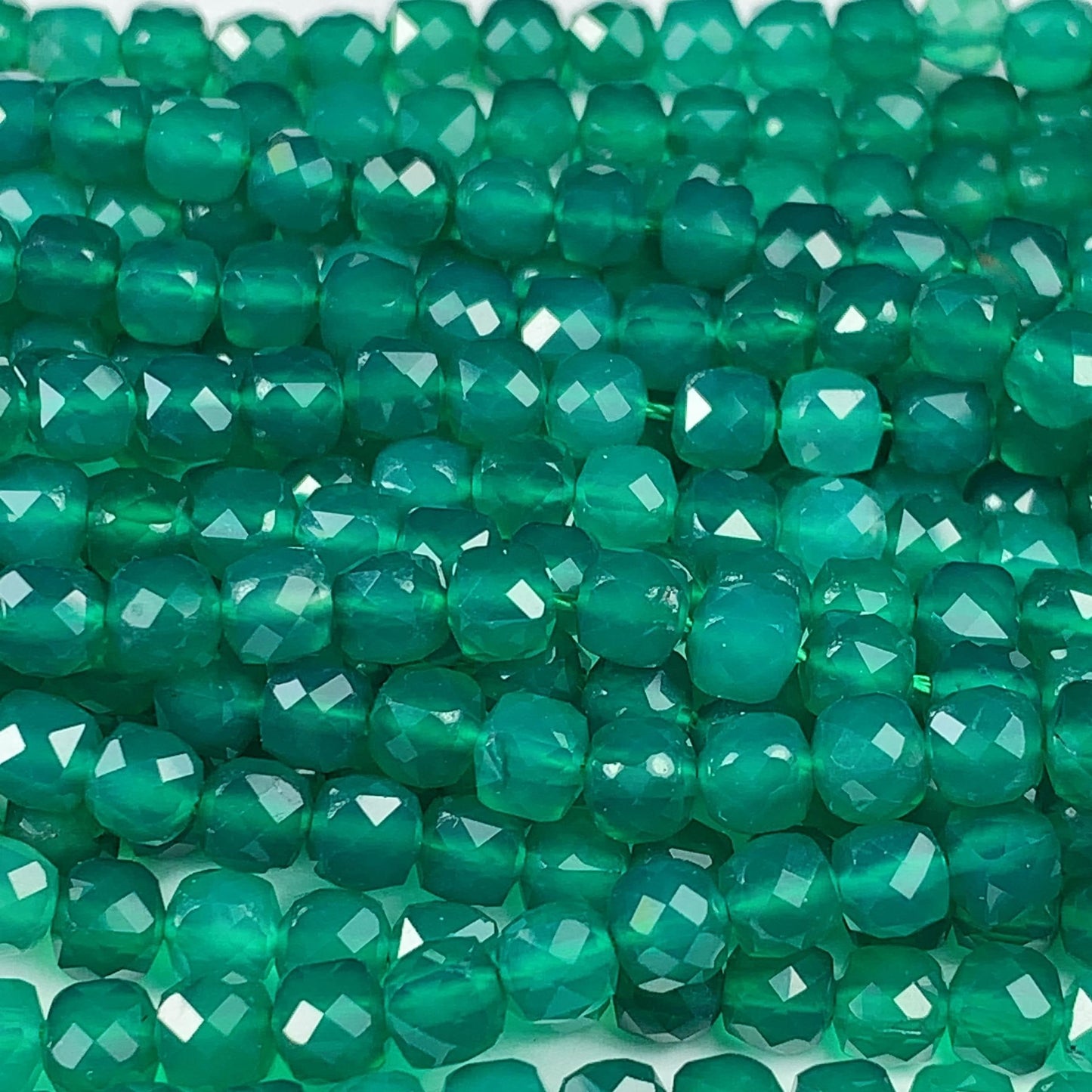 4.5mm + Very Good Quality Natural green Agate Cube Square Beads 15.5" Strand