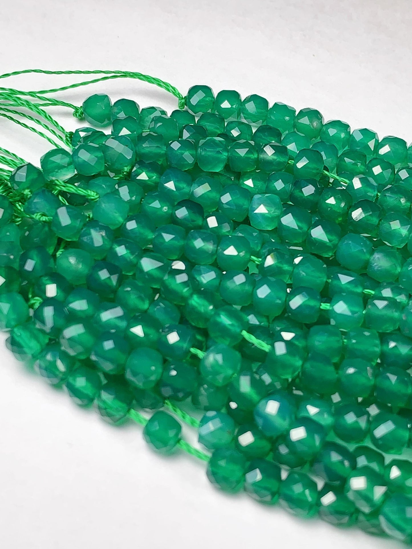 4.5mm + Very Good Quality Natural green Agate Cube Square Beads 15.5" Strand