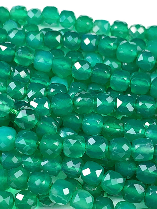 4.5mm + Very Good Quality Natural green Agate Cube Square Beads 15.5" Strand