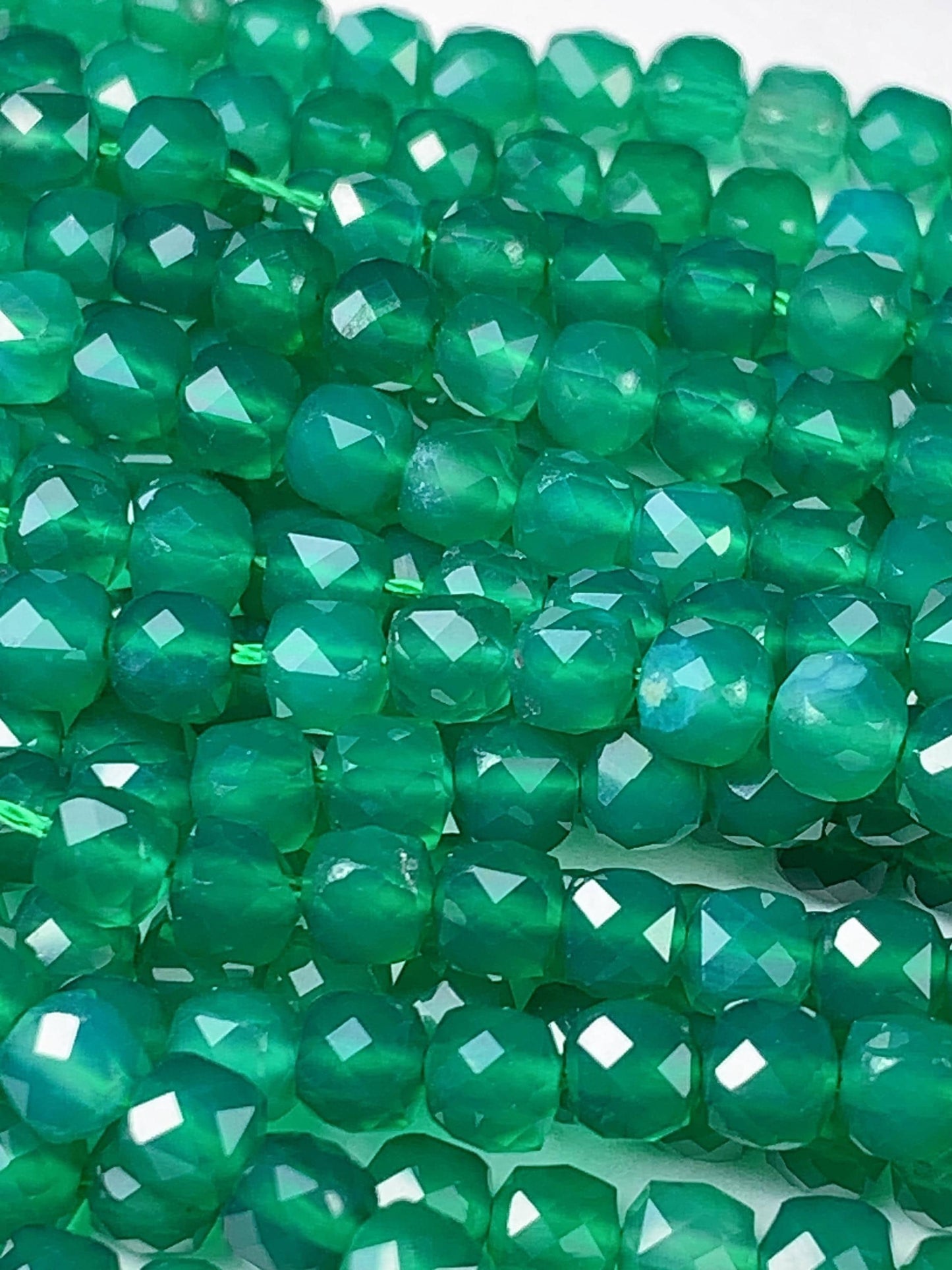 4.5mm + Very Good Quality Natural green Agate Cube Square Beads 15.5" Strand