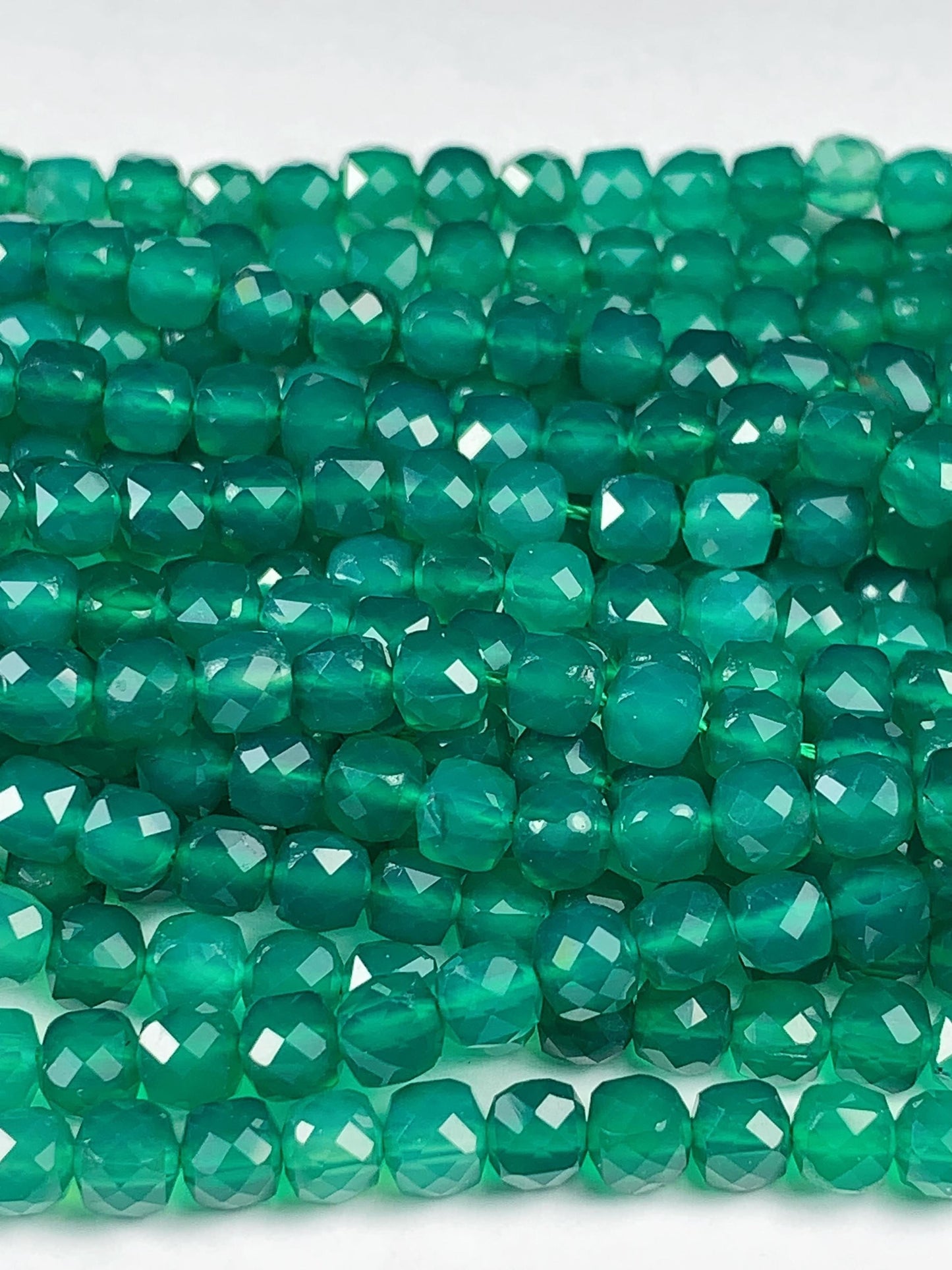 4.5mm + Very Good Quality Natural green Agate Cube Square Beads 15.5" Strand
