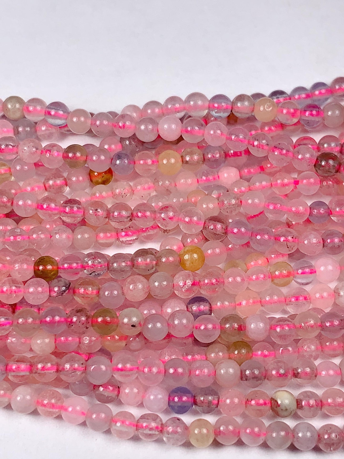 Morganite Smooth Round Beads: Natural Pink, Blue, Yellow, Green Gemstone Strand