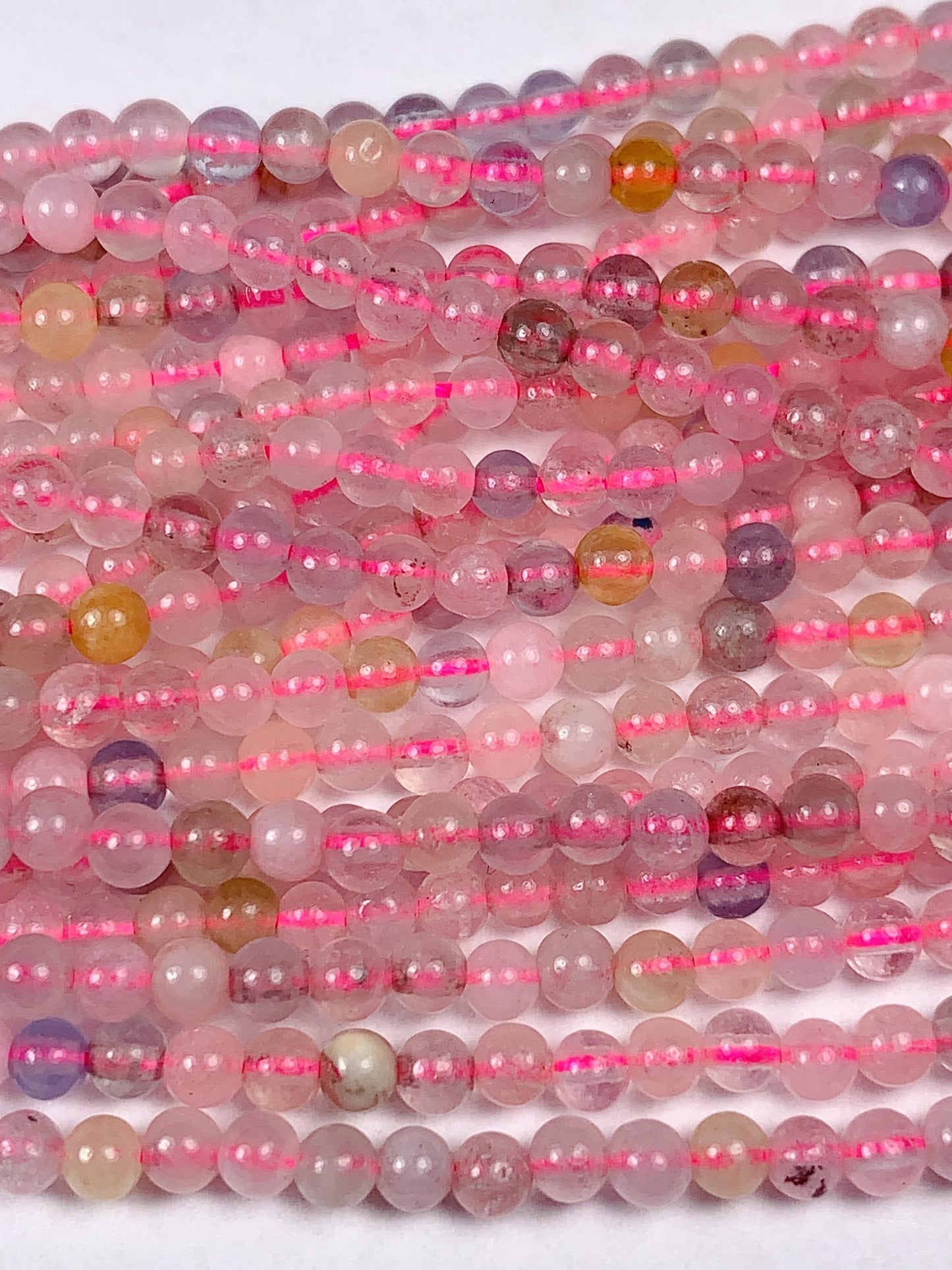 Morganite Smooth Round Beads: Natural Pink, Blue, Yellow, Green Gemstone Strand