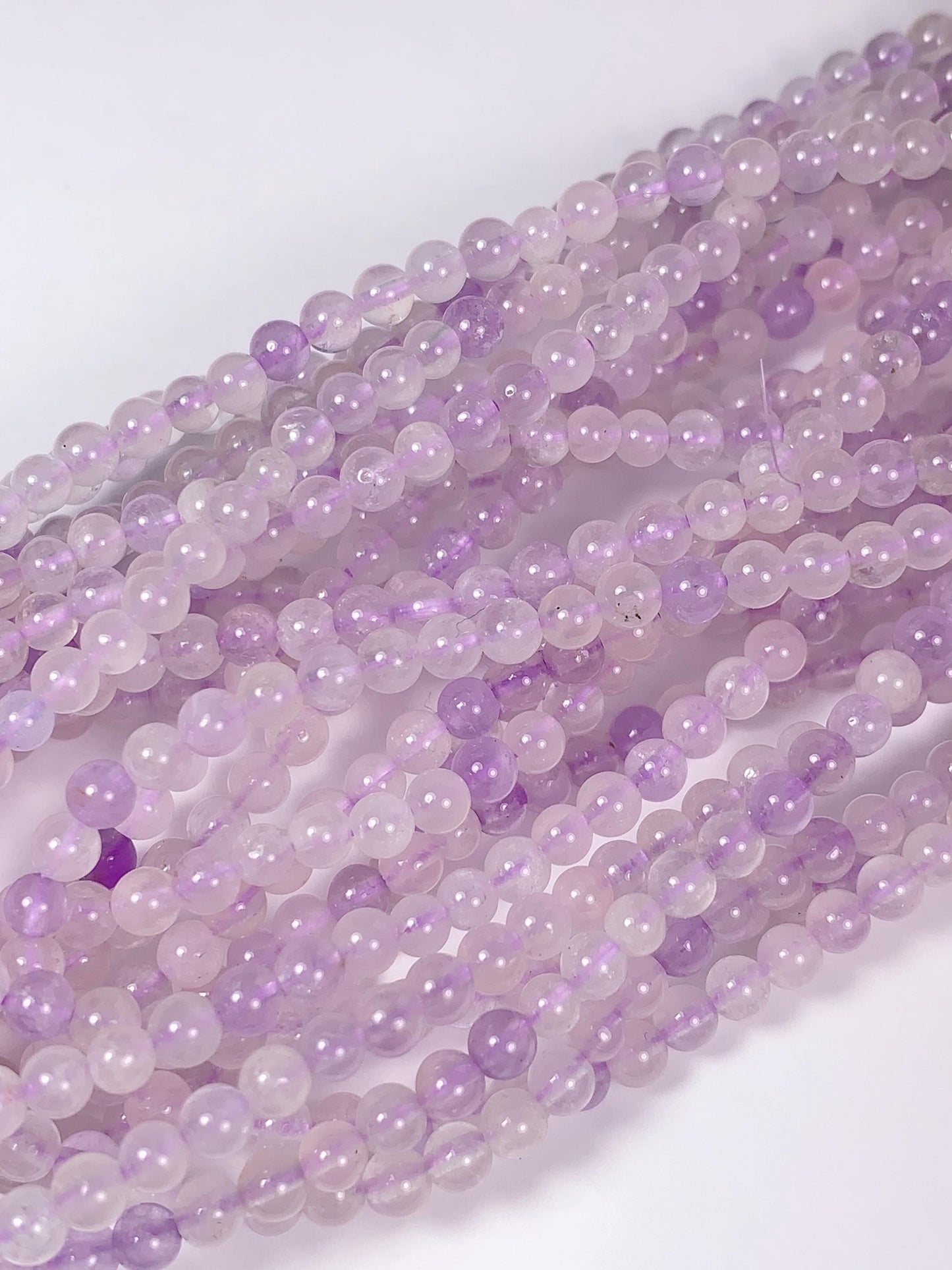 AAA Lavender Amethyst Beads: 3mm Smooth Round Gemstone Strand