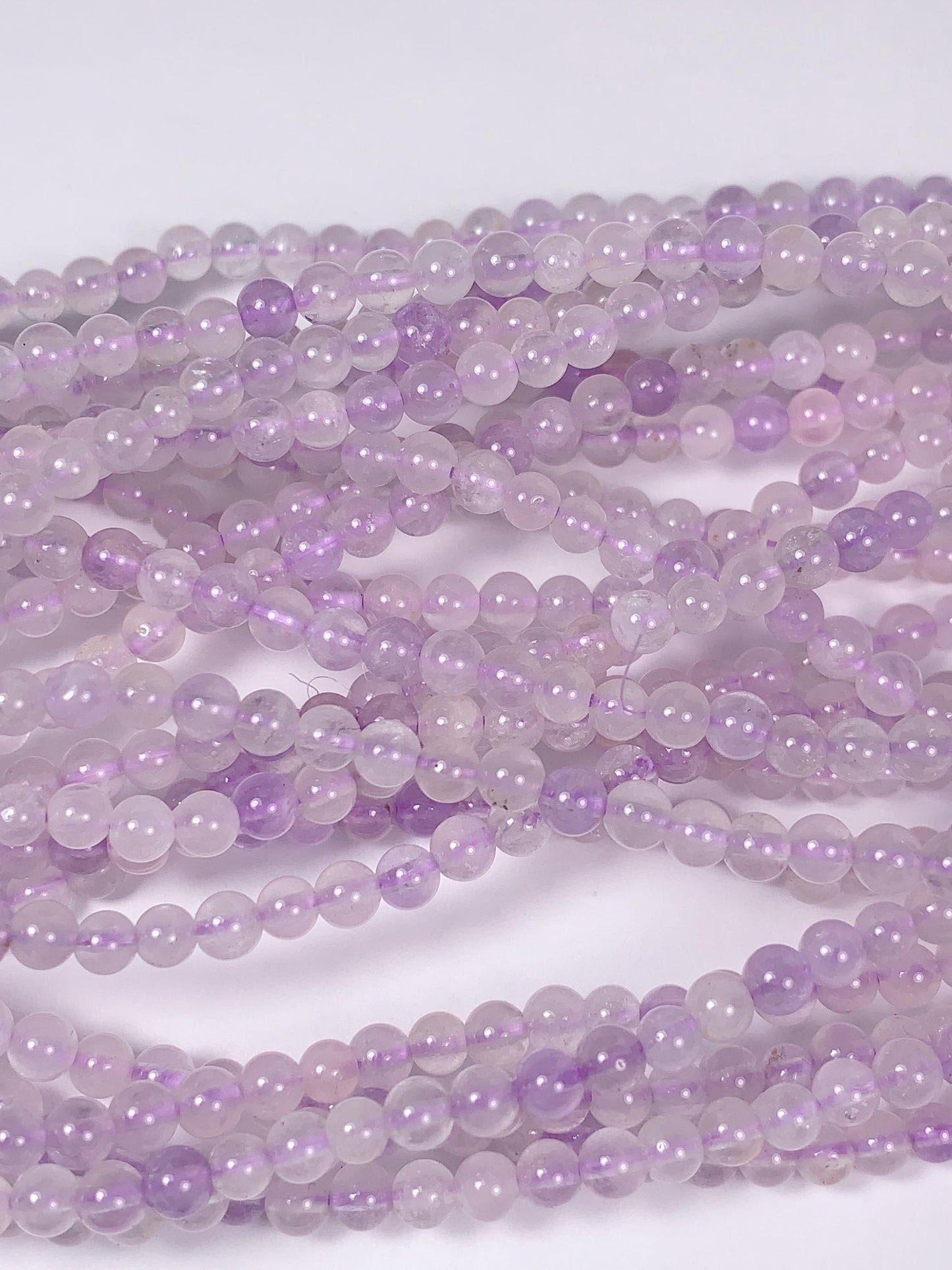 AAA Lavender Amethyst Beads: 3mm Smooth Round Gemstone Strand