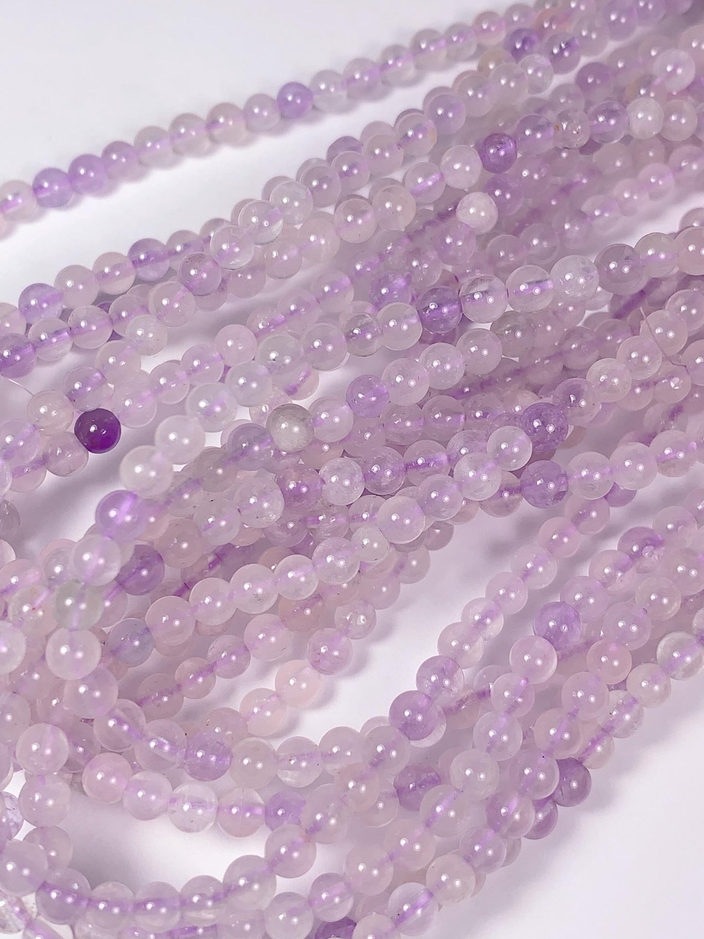 AAA Lavender Amethyst Beads: 3mm Smooth Round Gemstone Strand