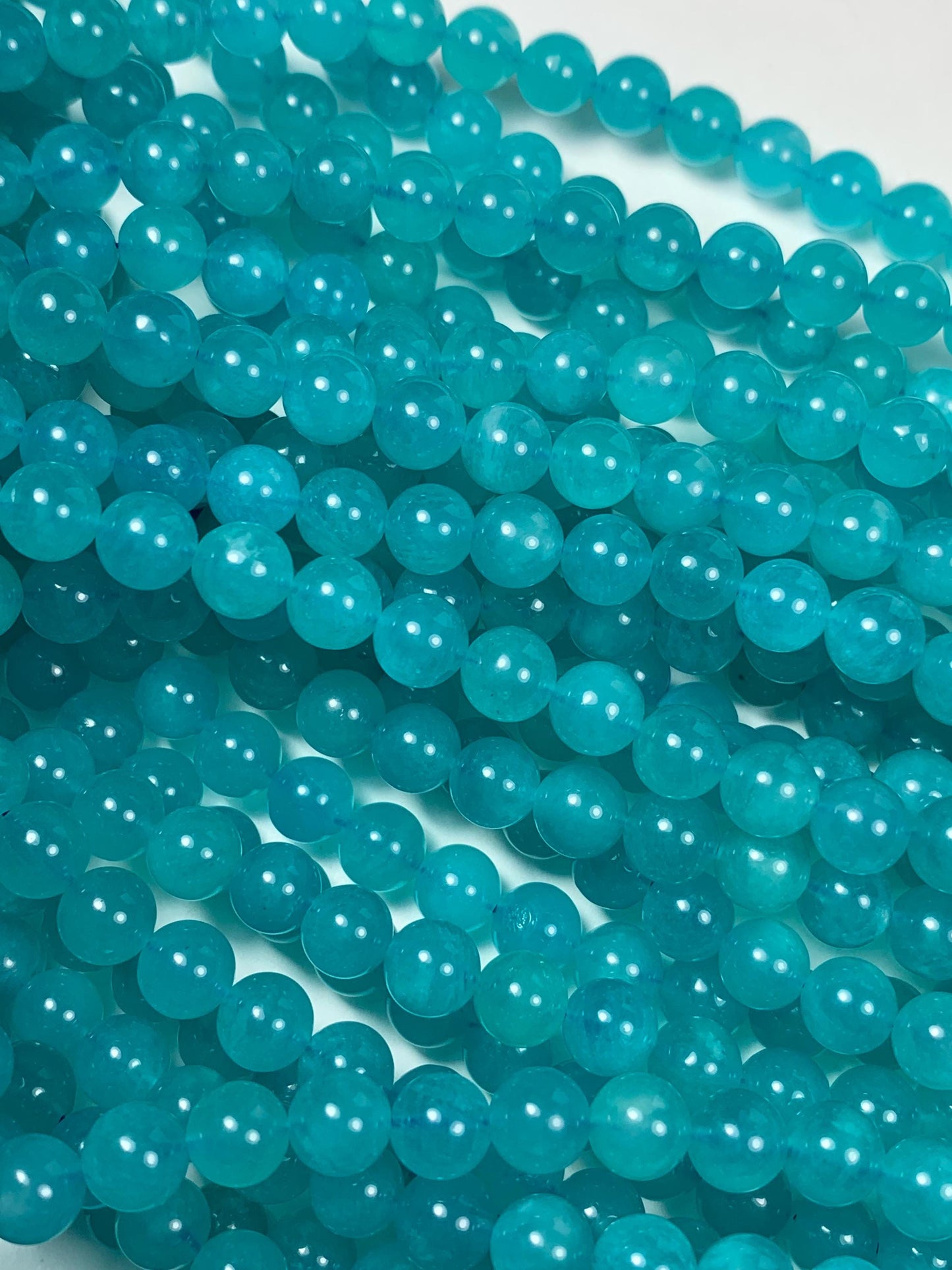 AAA Natural Translucency Blue Amazonite Gemstone Smooth Round Beads Smooth 15.5 Strand
