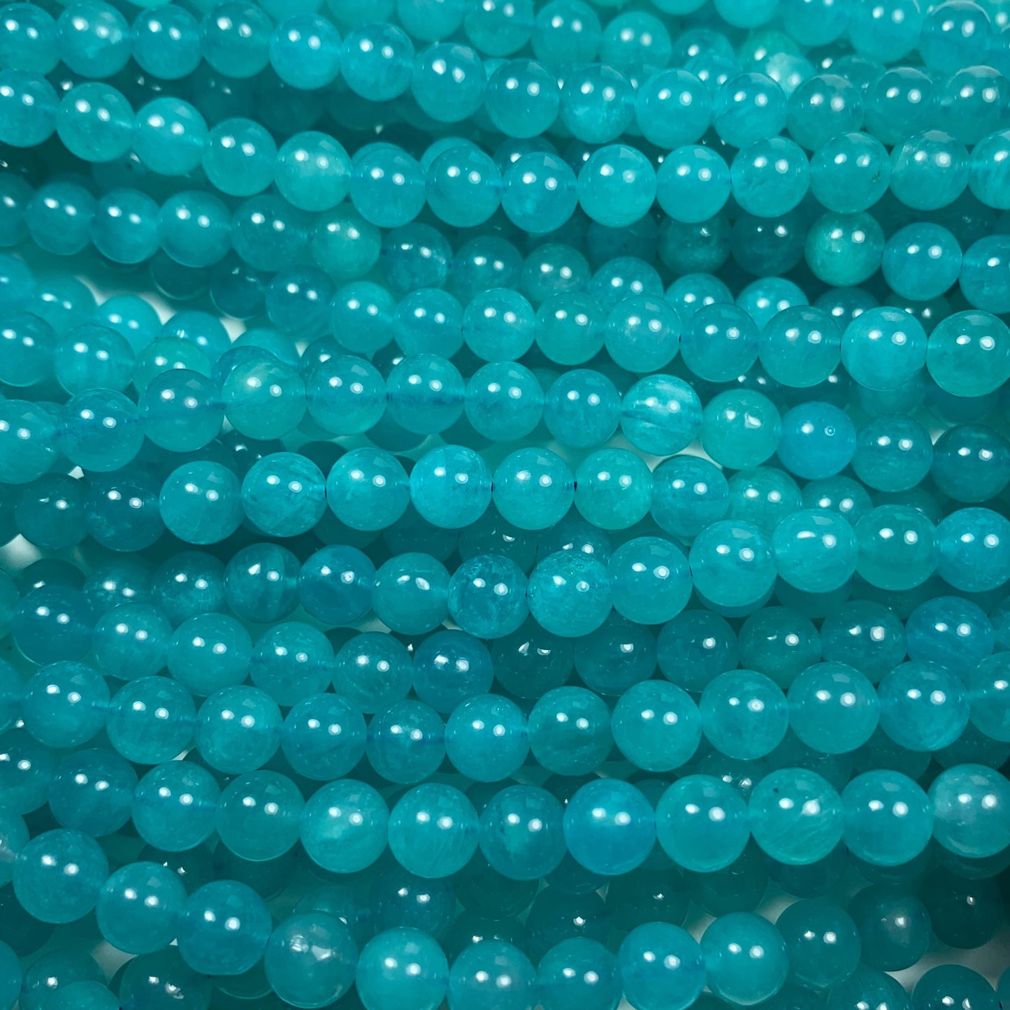 AAA Natural Translucency Blue Amazonite Gemstone Smooth Round Beads Smooth 15.5 Strand