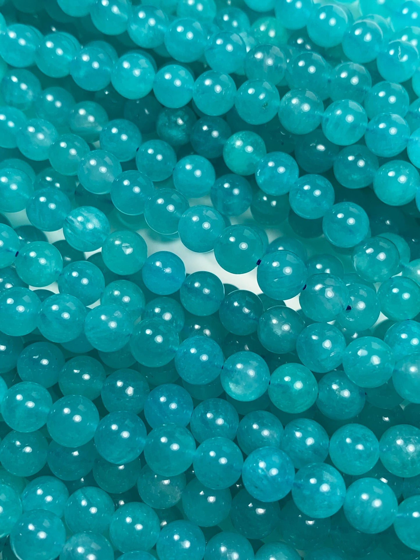 AAA Natural Translucency Blue Amazonite Gemstone Smooth Round Beads Smooth 15.5 Strand