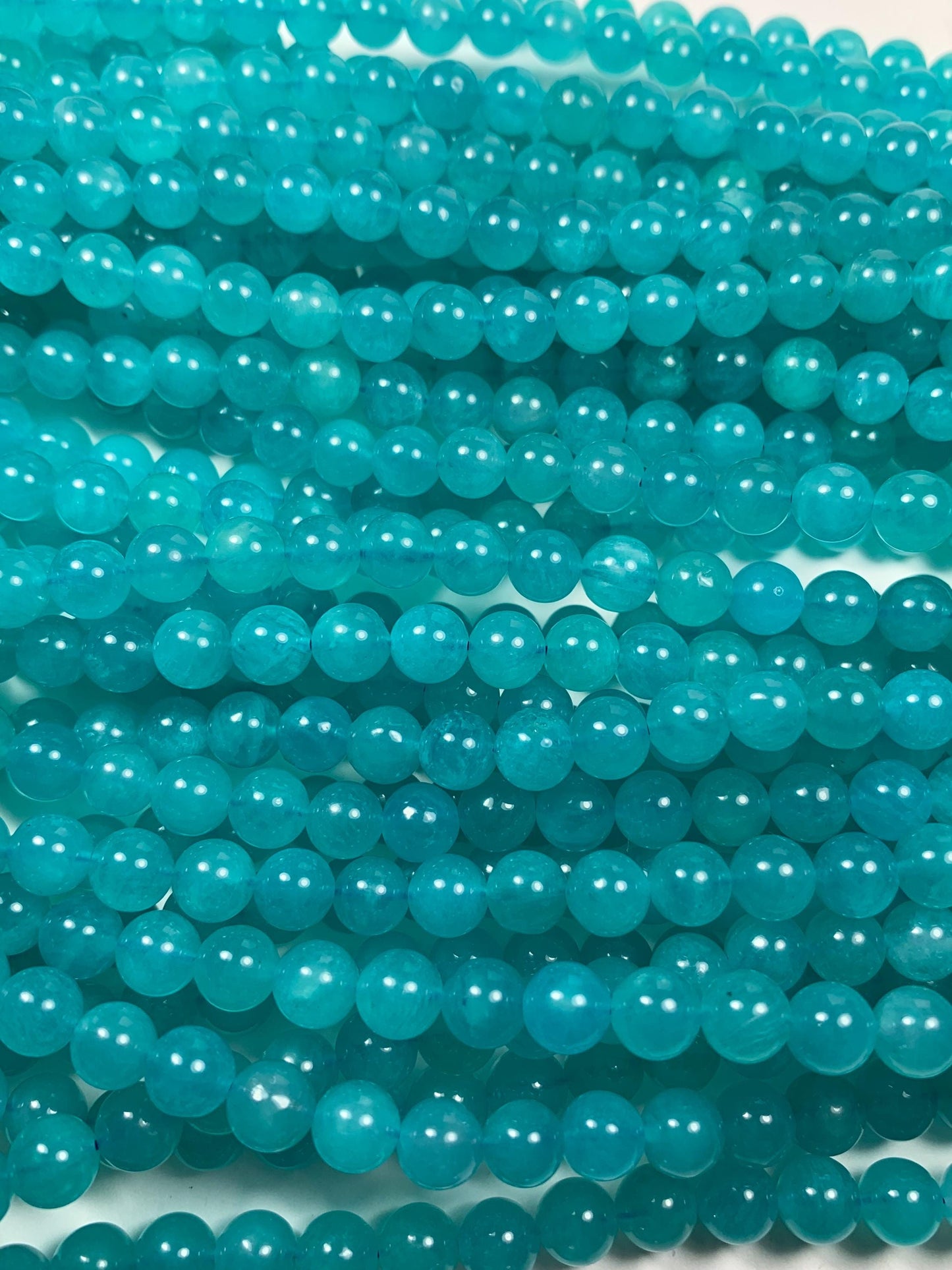 AAA Natural Translucency Blue Amazonite Gemstone Smooth Round Beads Smooth 15.5 Strand