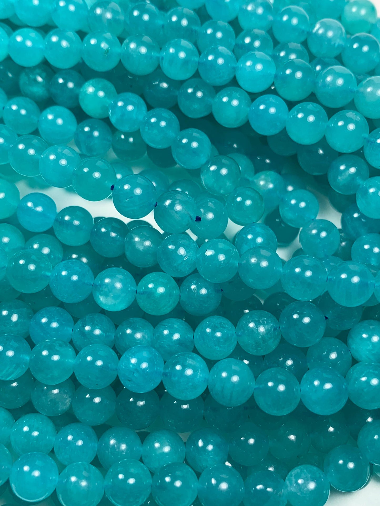 AAA Natural Translucency Blue Amazonite Gemstone Smooth Round Beads Smooth 15.5 Strand