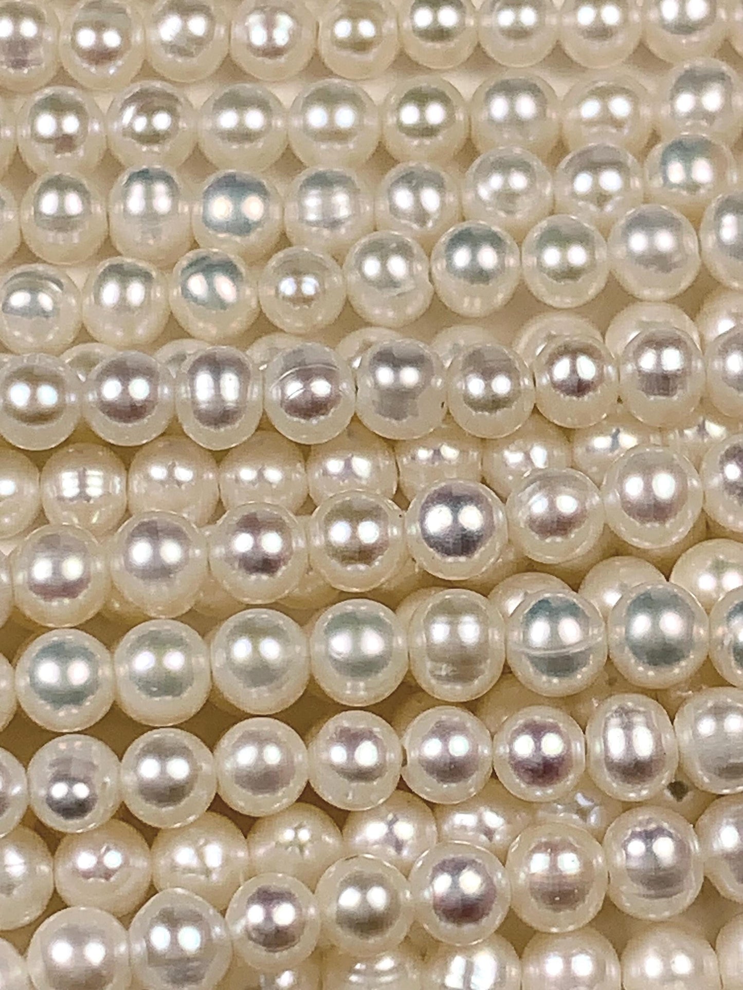4mm Strong Luster Natural White Pearl Beads: Genuine Gemstone Strand