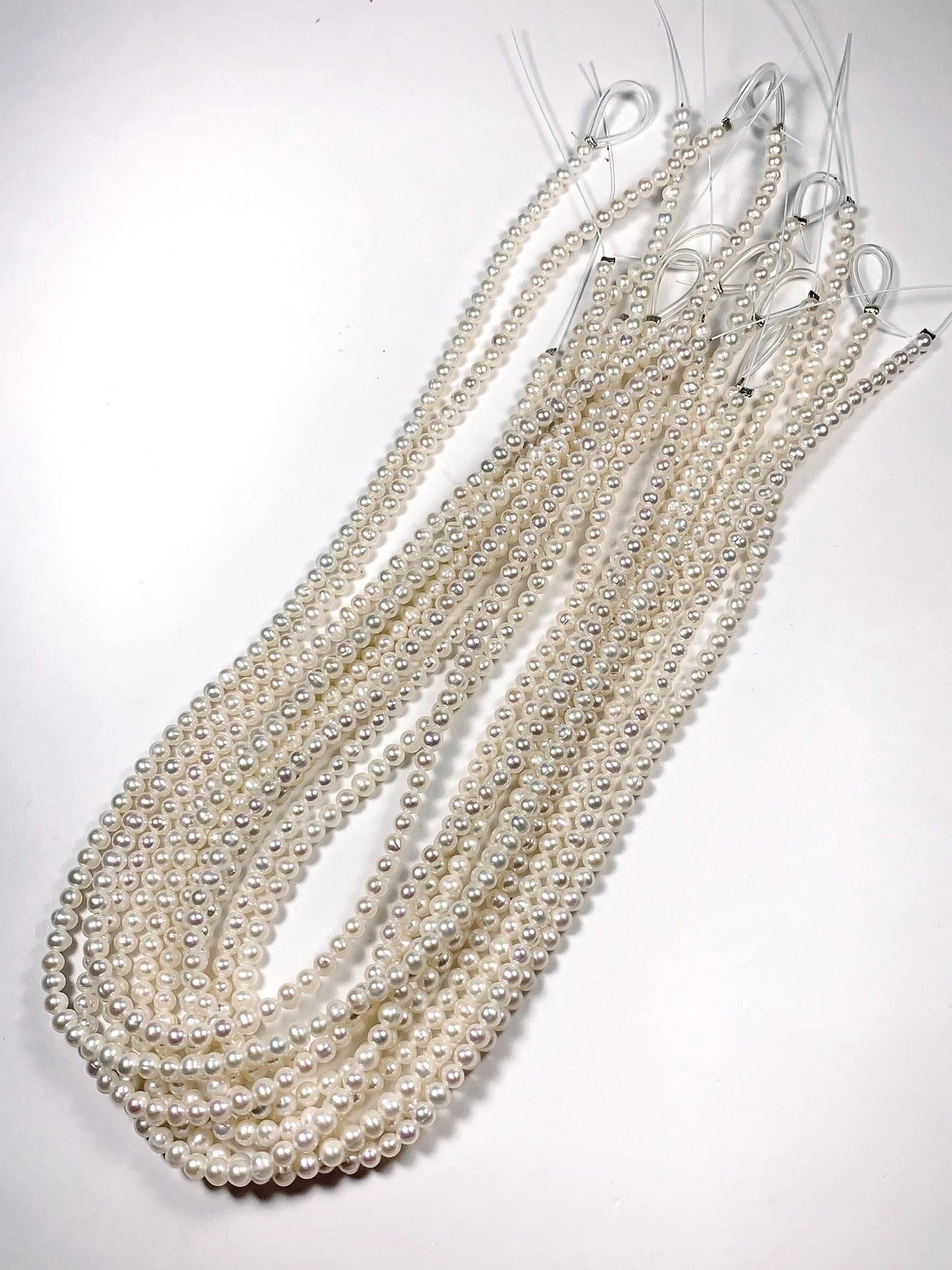 4mm Strong Luster Natural White Pearl Beads: Genuine Gemstone Strand