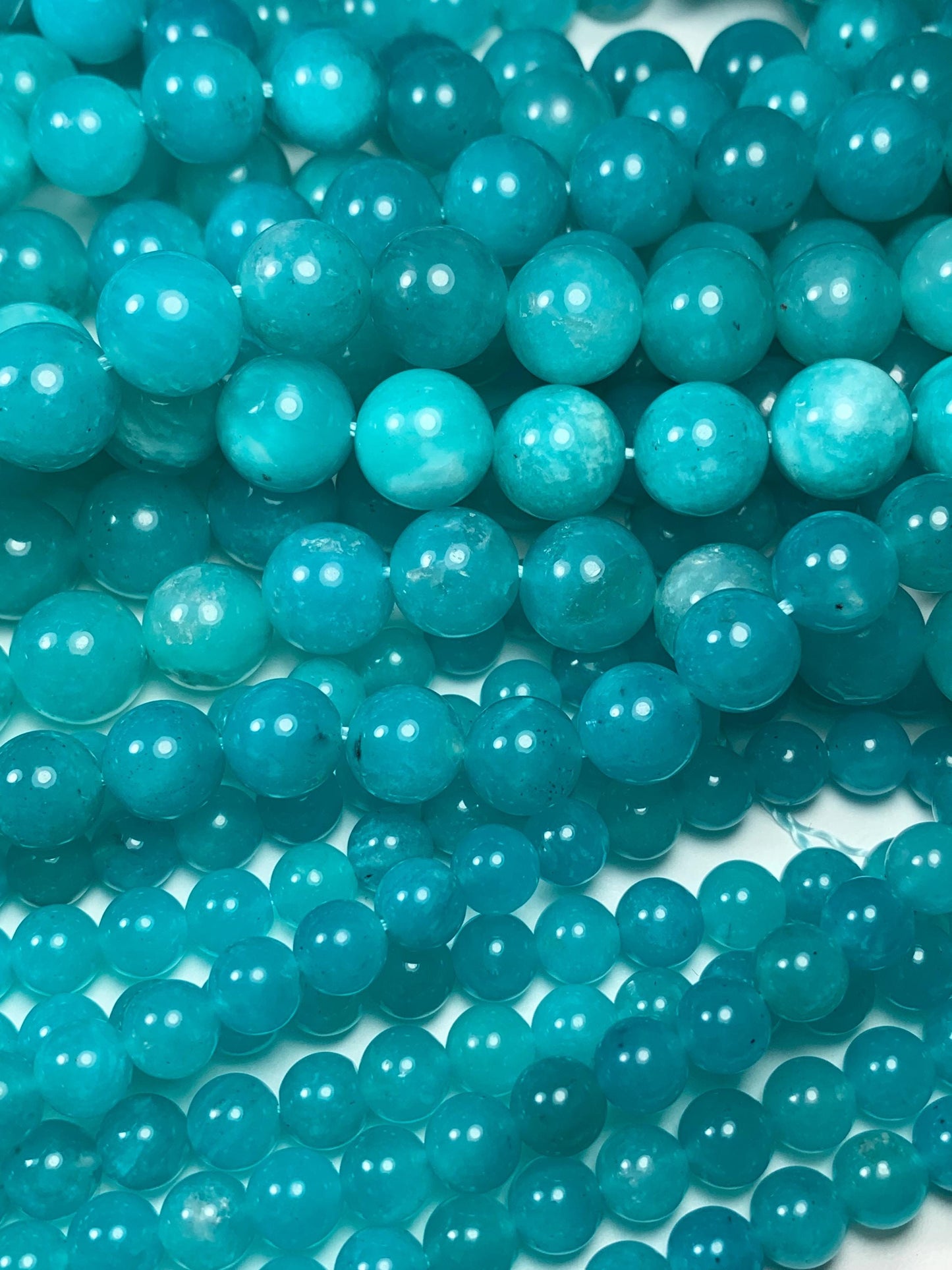 Natural Blue Amazonite Round Beads 15.5" Strand: Gemstone Jewelry Making