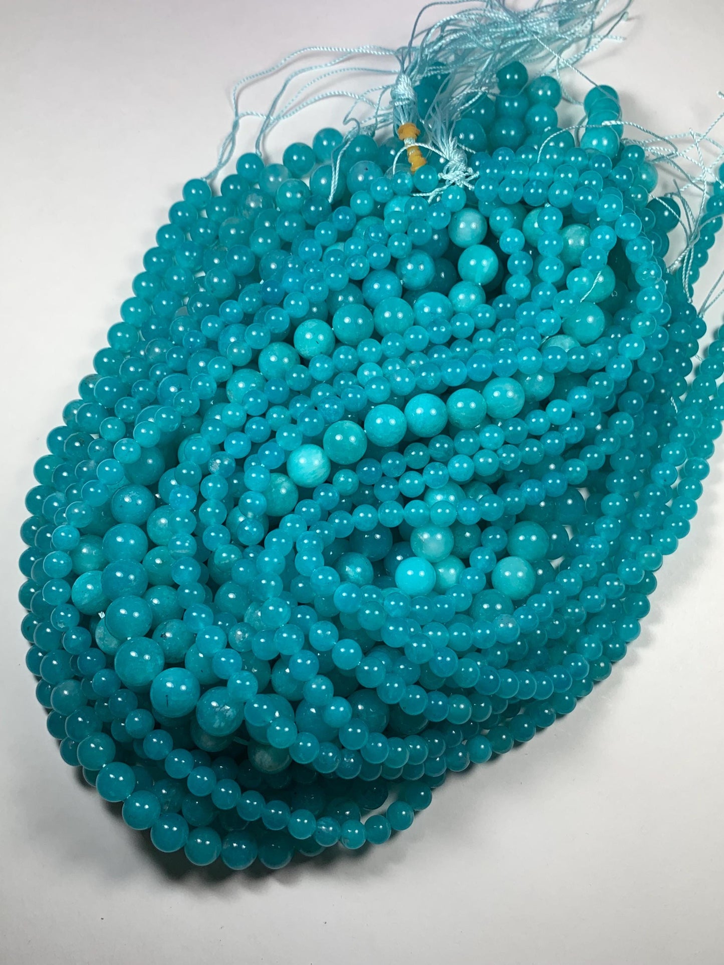 Natural Blue Amazonite Round Beads 15.5" Strand: Gemstone Jewelry Making