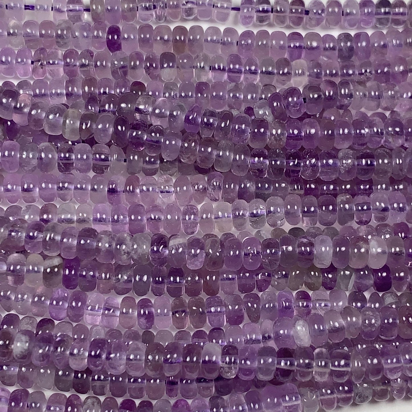 2x4mm Genuine Natural Transparent Light Purple Amethyst Smooth Rondelle Beads 15.5" Strand