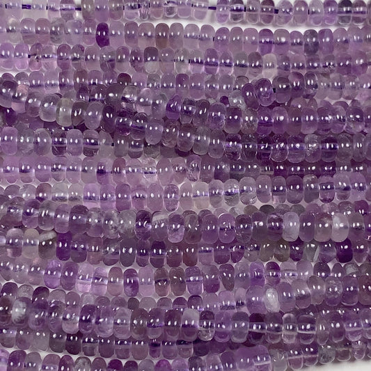 2x4mm Genuine Natural Transparent Light Purple Amethyst Smooth Rondelle Beads 15.5" Strand