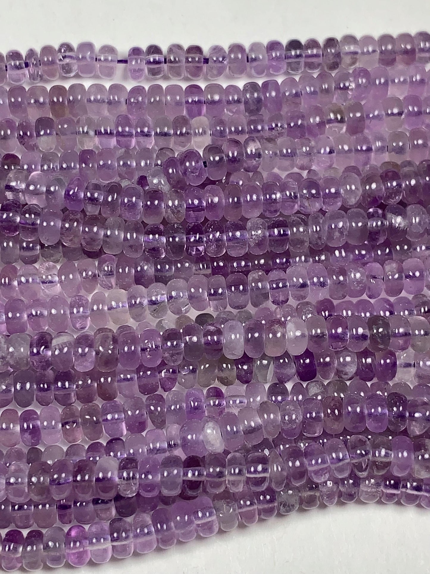 2x4mm Genuine Natural Transparent Light Purple Amethyst Smooth Rondelle Beads 15.5" Strand