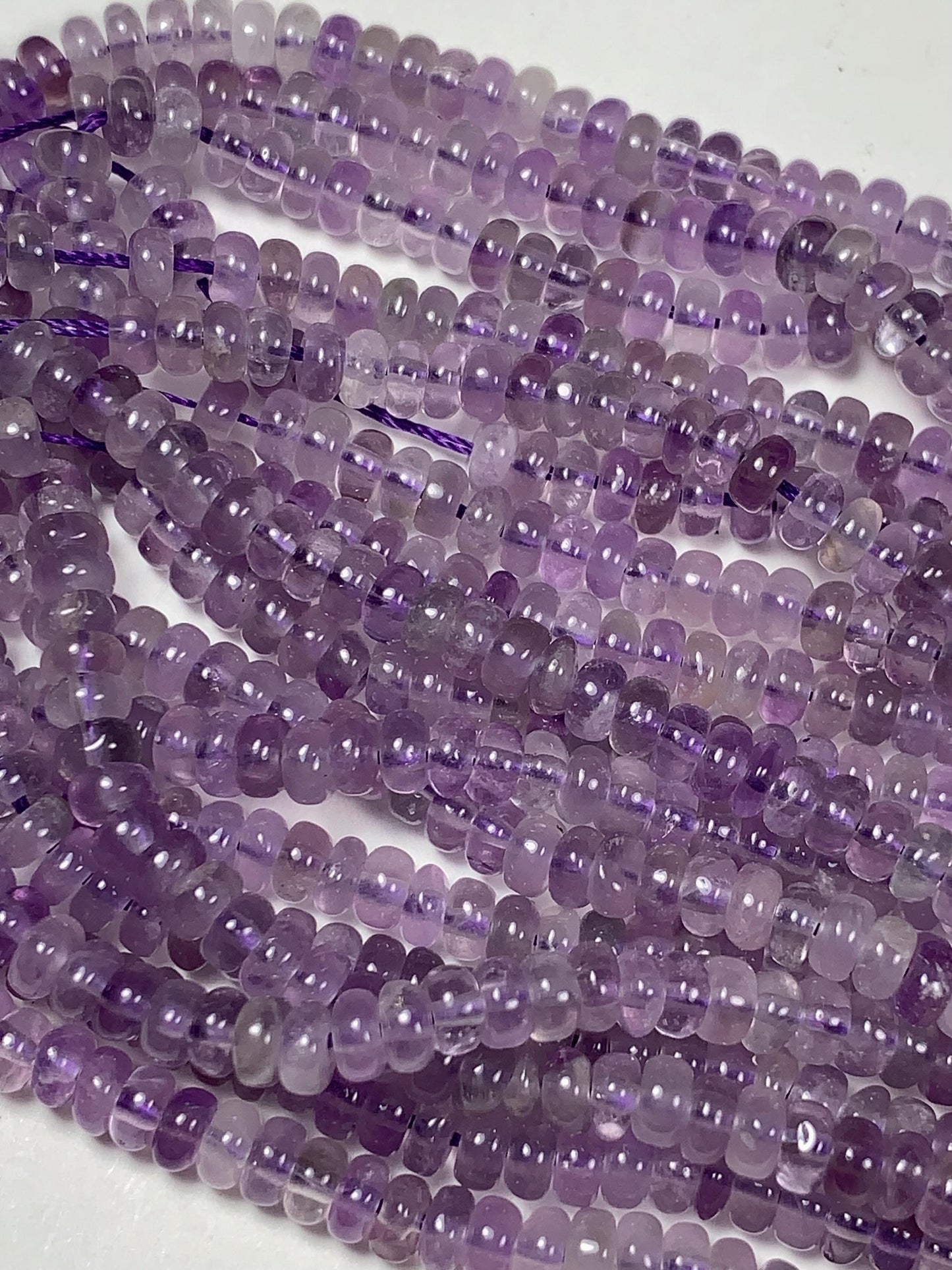 2x4mm Genuine Natural Transparent Light Purple Amethyst Smooth Rondelle Beads 15.5" Strand