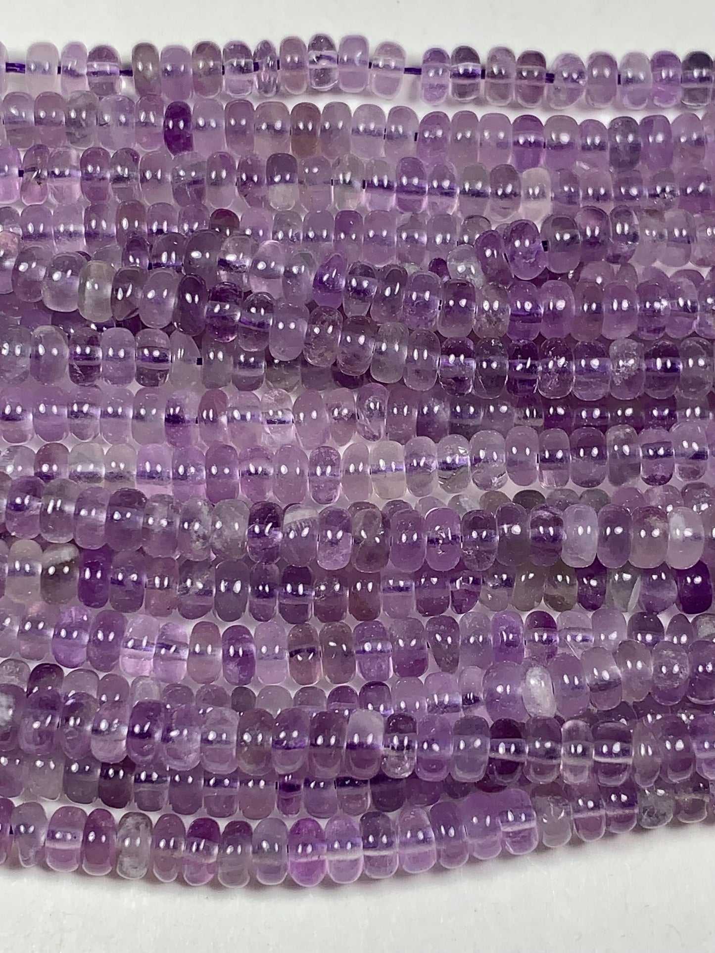 2x4mm Genuine Natural Transparent Light Purple Amethyst Smooth Rondelle Beads 15.5" Strand
