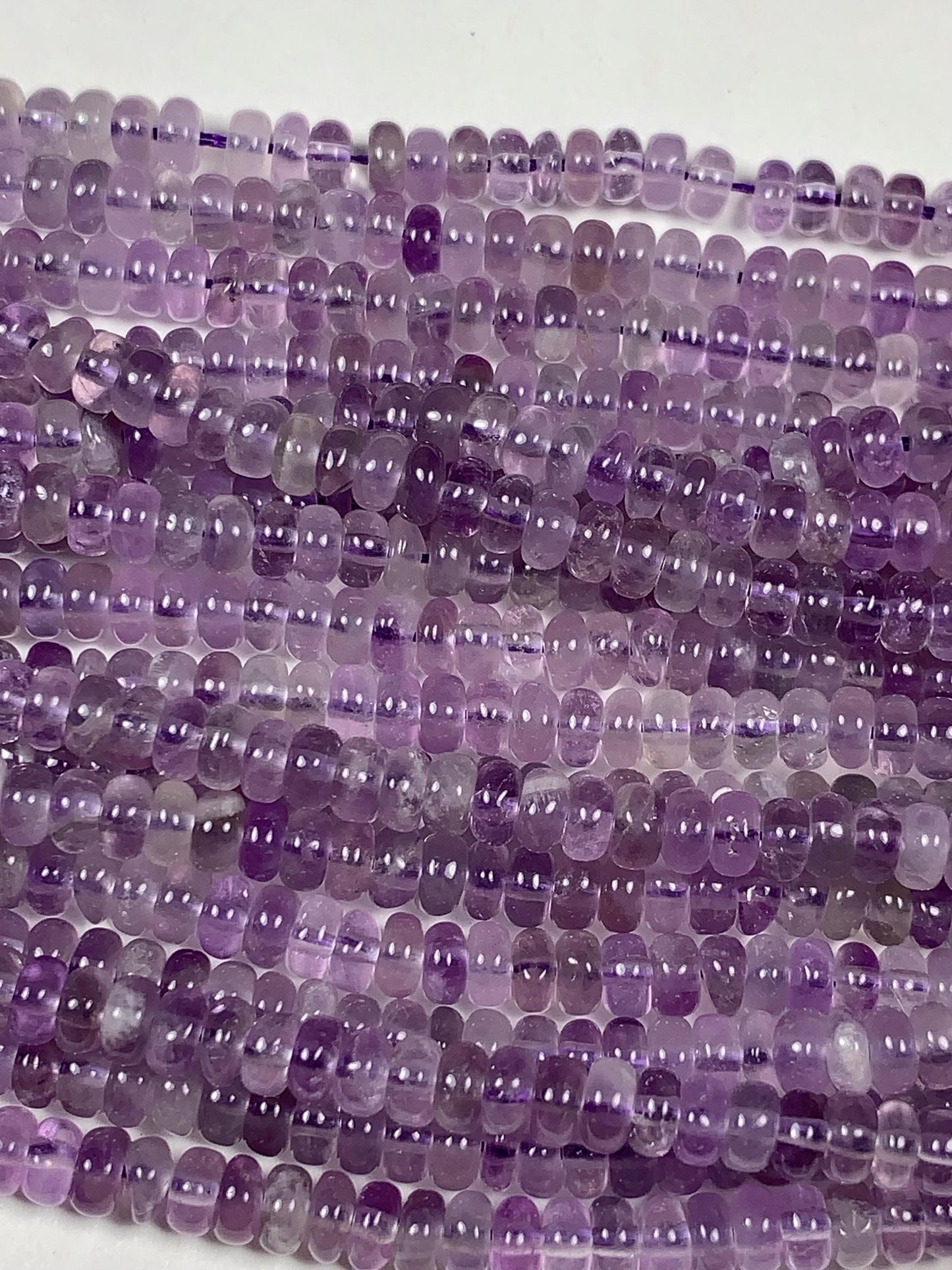 2x4mm Genuine Natural Transparent Light Purple Amethyst Smooth Rondelle Beads 15.5" Strand