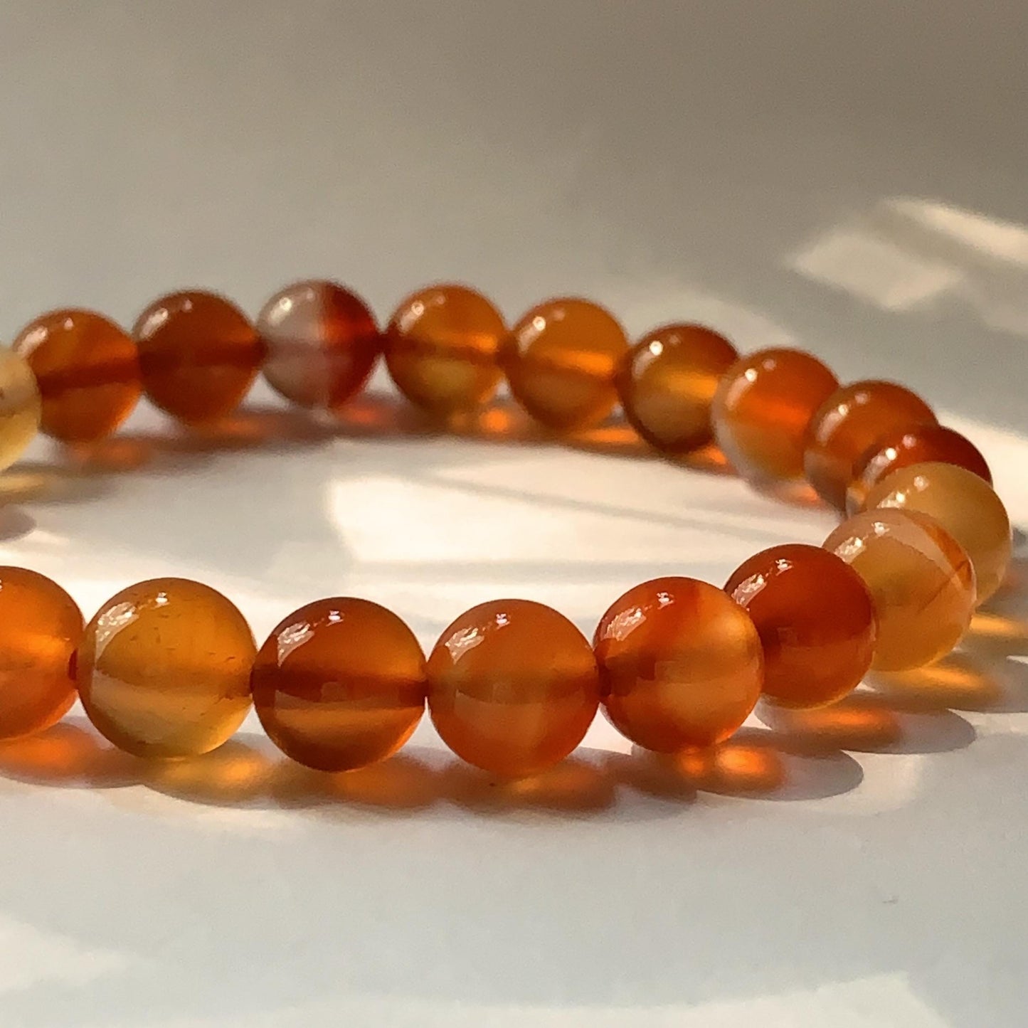 Orange Agate Stretch Bracelet: AAA Grade Gemstone, Handmade in USA