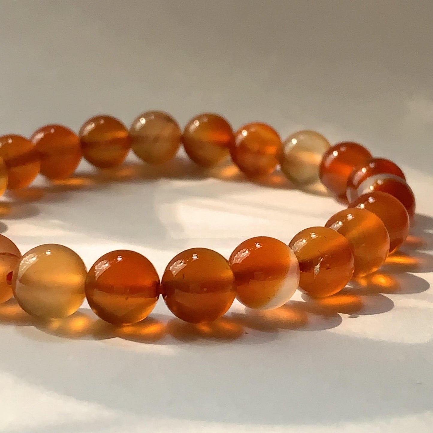 Orange Agate Stretch Bracelet: AAA Grade Gemstone, Handmade in USA