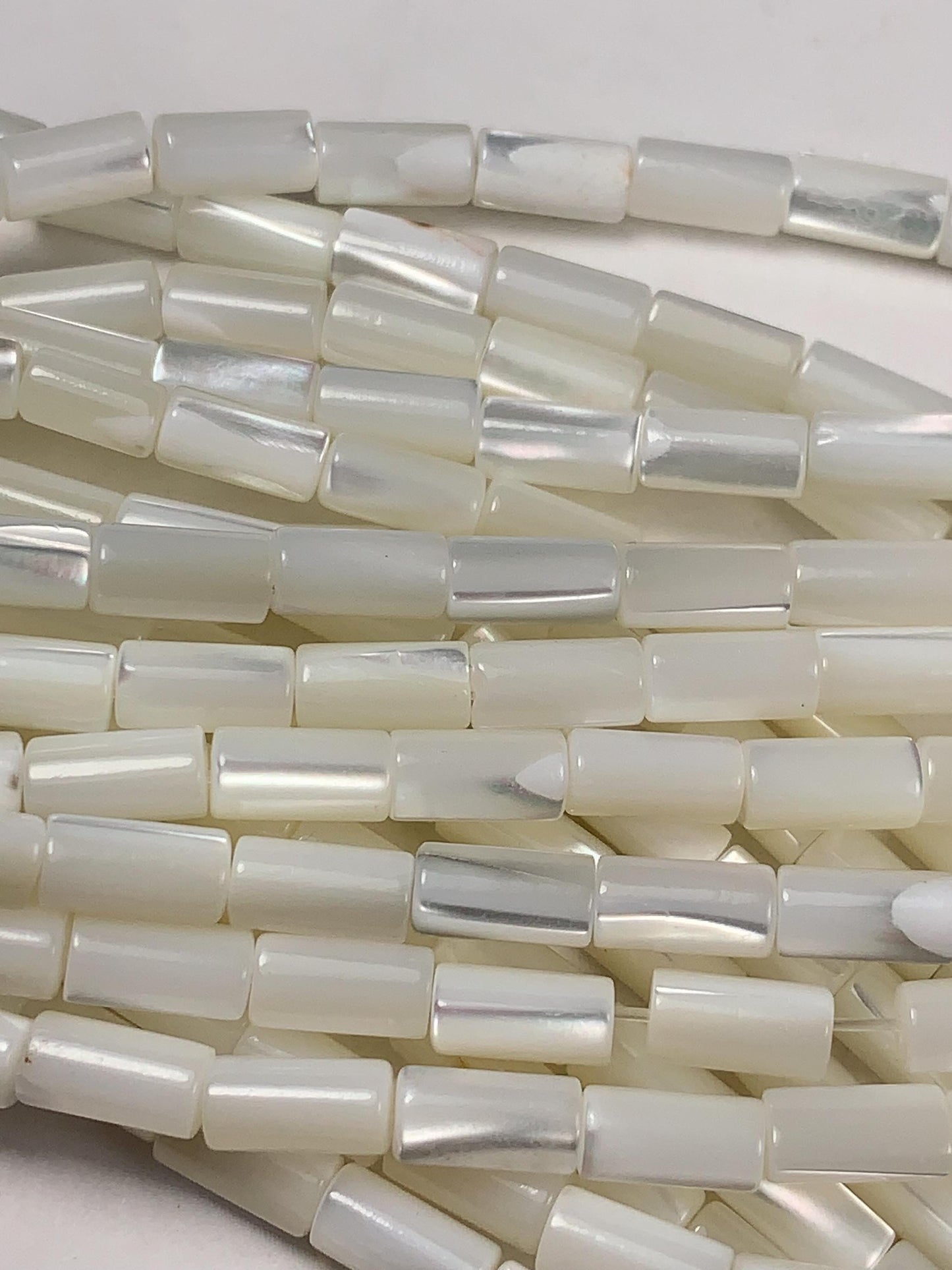 4x8mm Genuine Natural White Mother of pearl Shell cylindrical shape beads 15Strand
