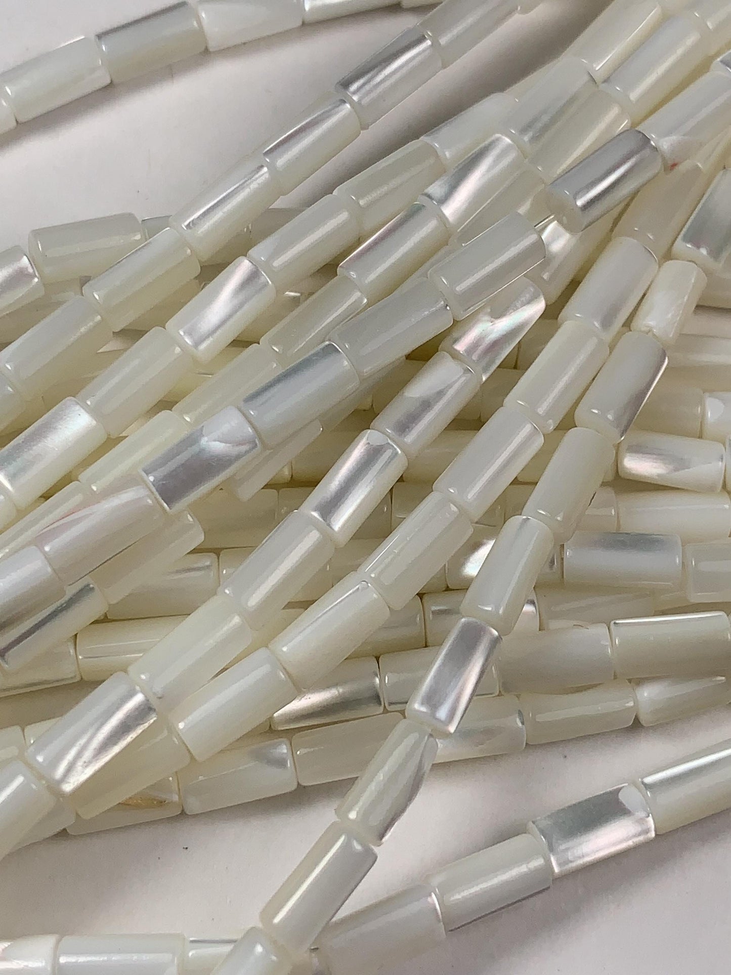4x8mm Genuine Natural White Mother of pearl Shell cylindrical shape beads 15Strand