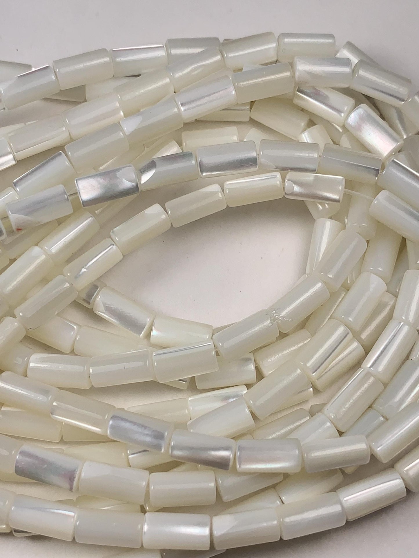 4x8mm Genuine Natural White Mother of pearl Shell cylindrical shape beads 15Strand