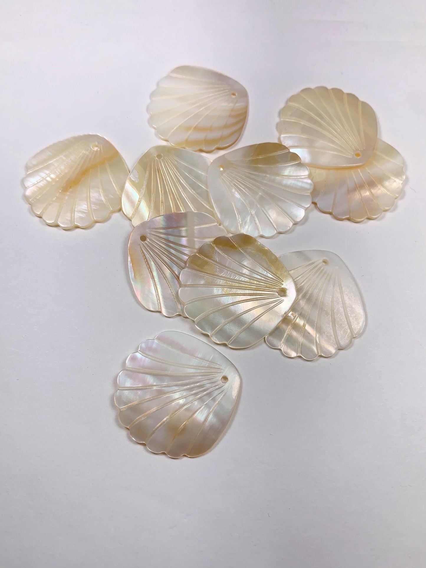 Carved Mother of Pearl Shell Bead: 20mm DIY Gemstone