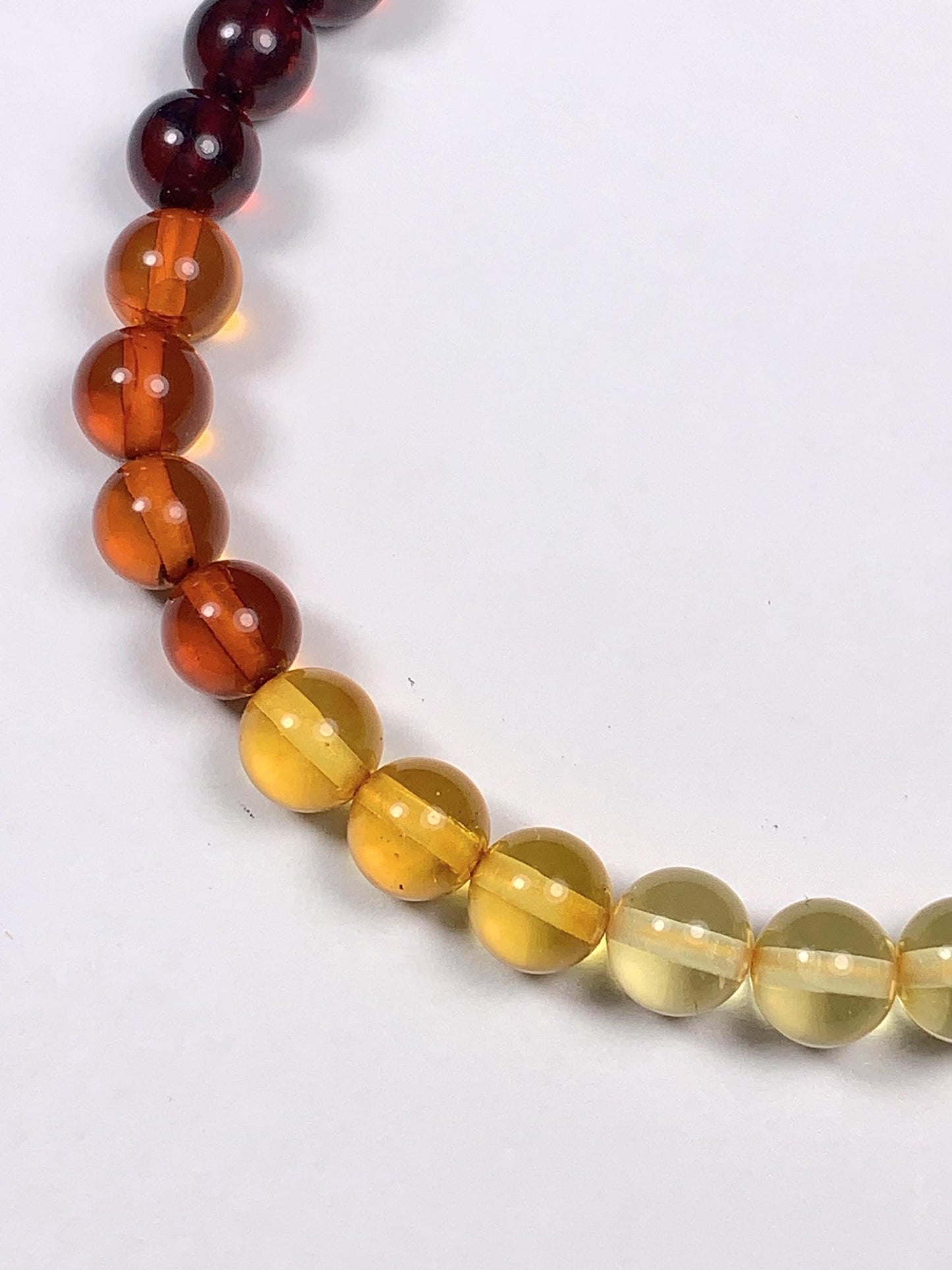 Natural Amber Smooth Round Bead Bracelet: Yellow Gold Orange Brown, 6mm