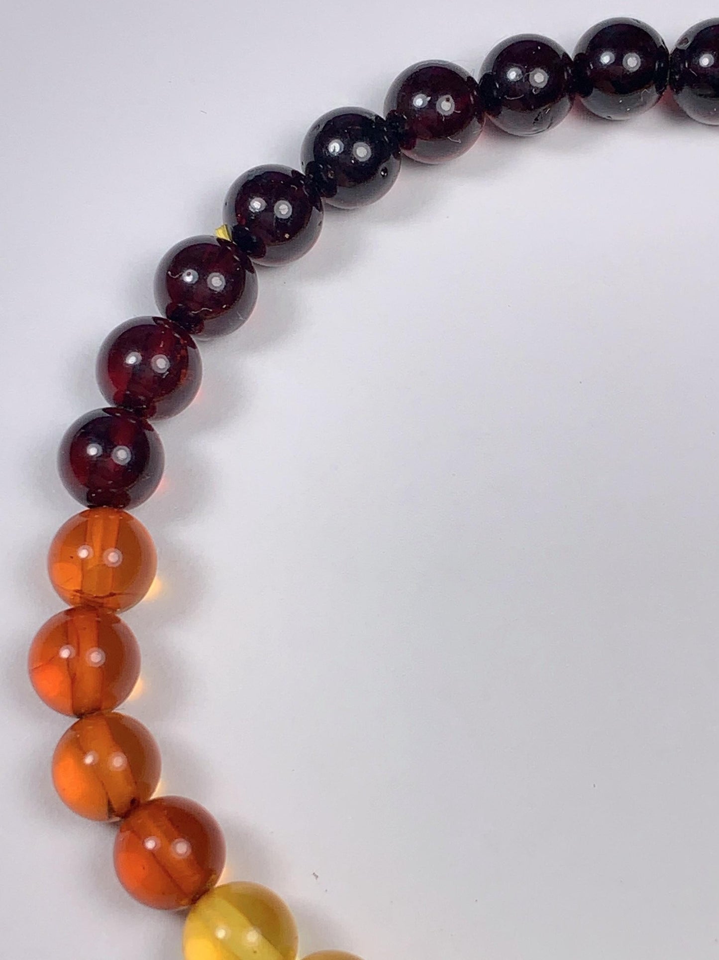 Natural Amber Smooth Round Bead Bracelet: Yellow Gold Orange Brown, 6mm