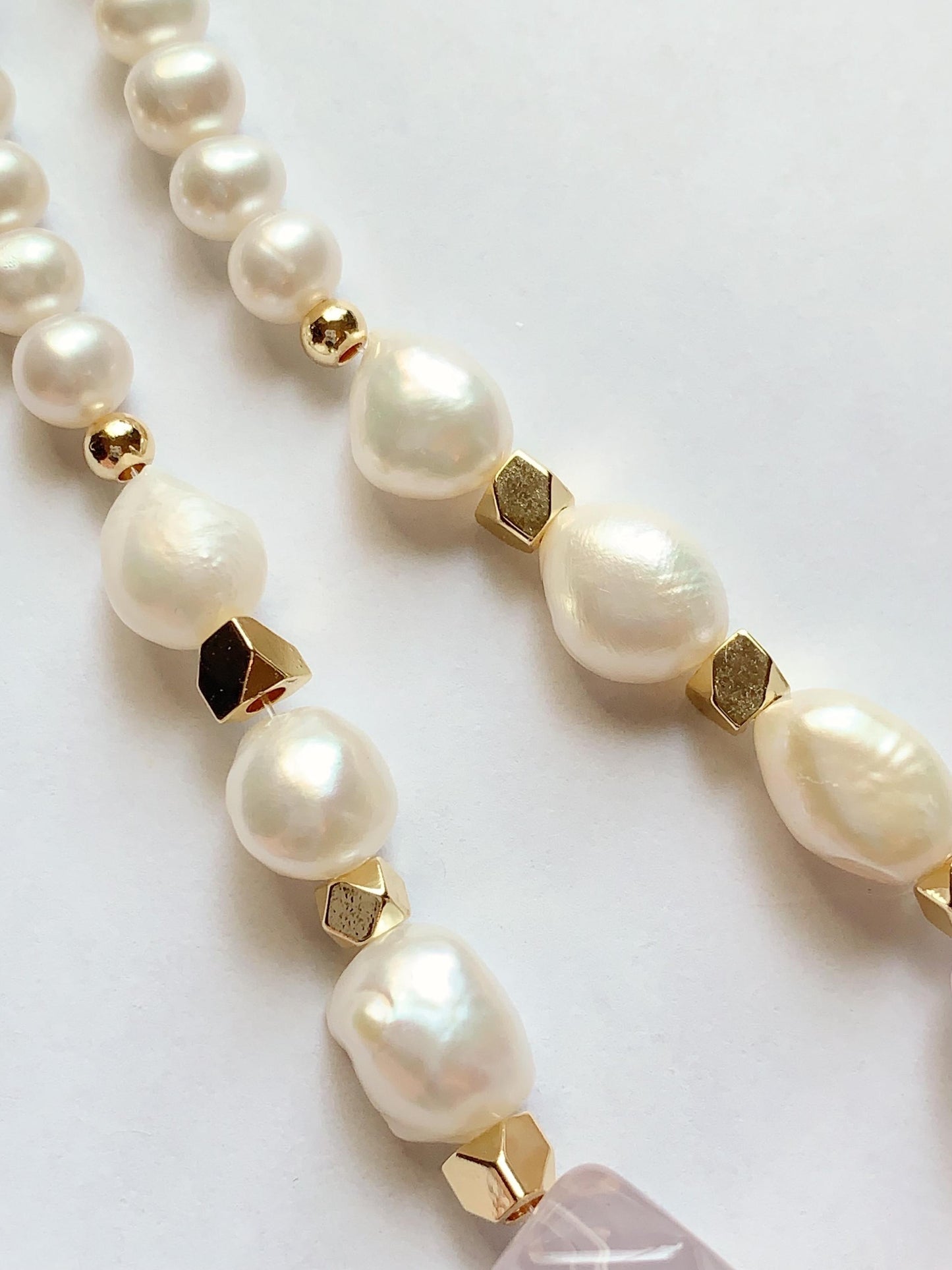 Freshwater Pearl Necklace: 14K Gold Filled Star Moon Charm