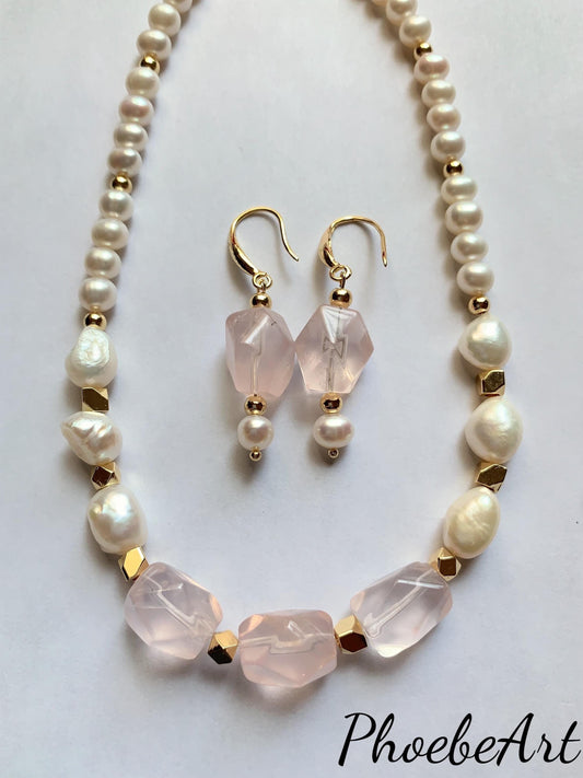 Freshwater Pearl Necklace: 14K Gold Filled Star Moon Charm